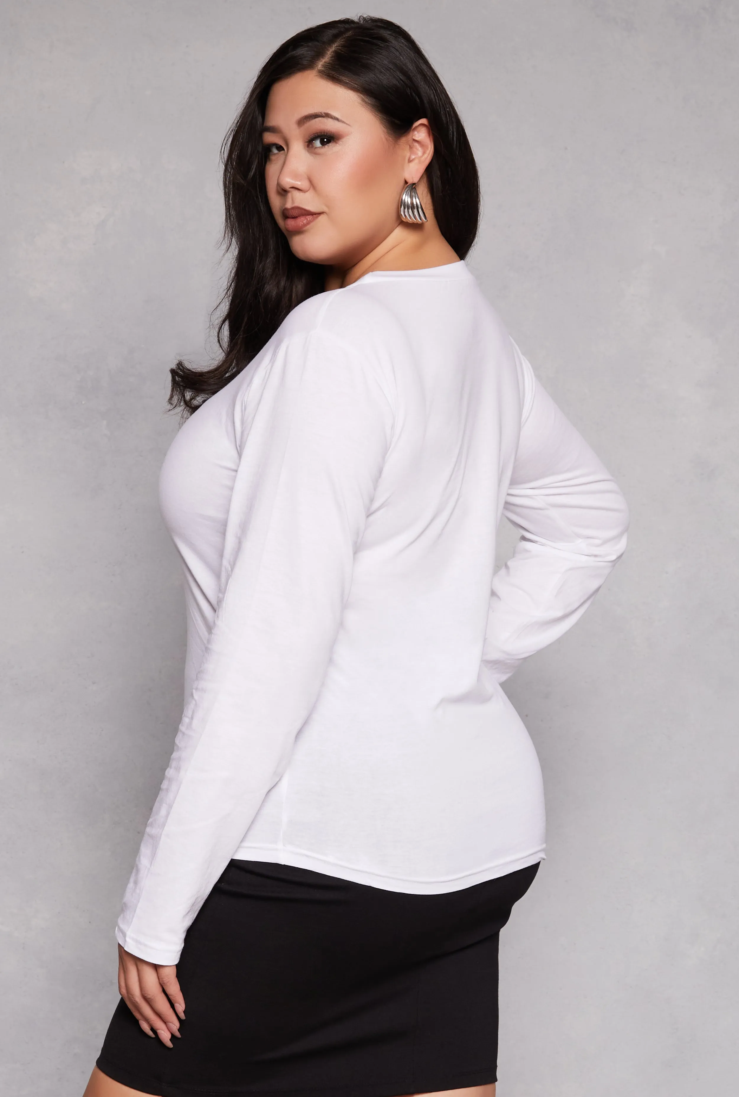 Plus Size Basic Crew Neck Long Sleeve Top sold by Rainbow product image thumbnail 3