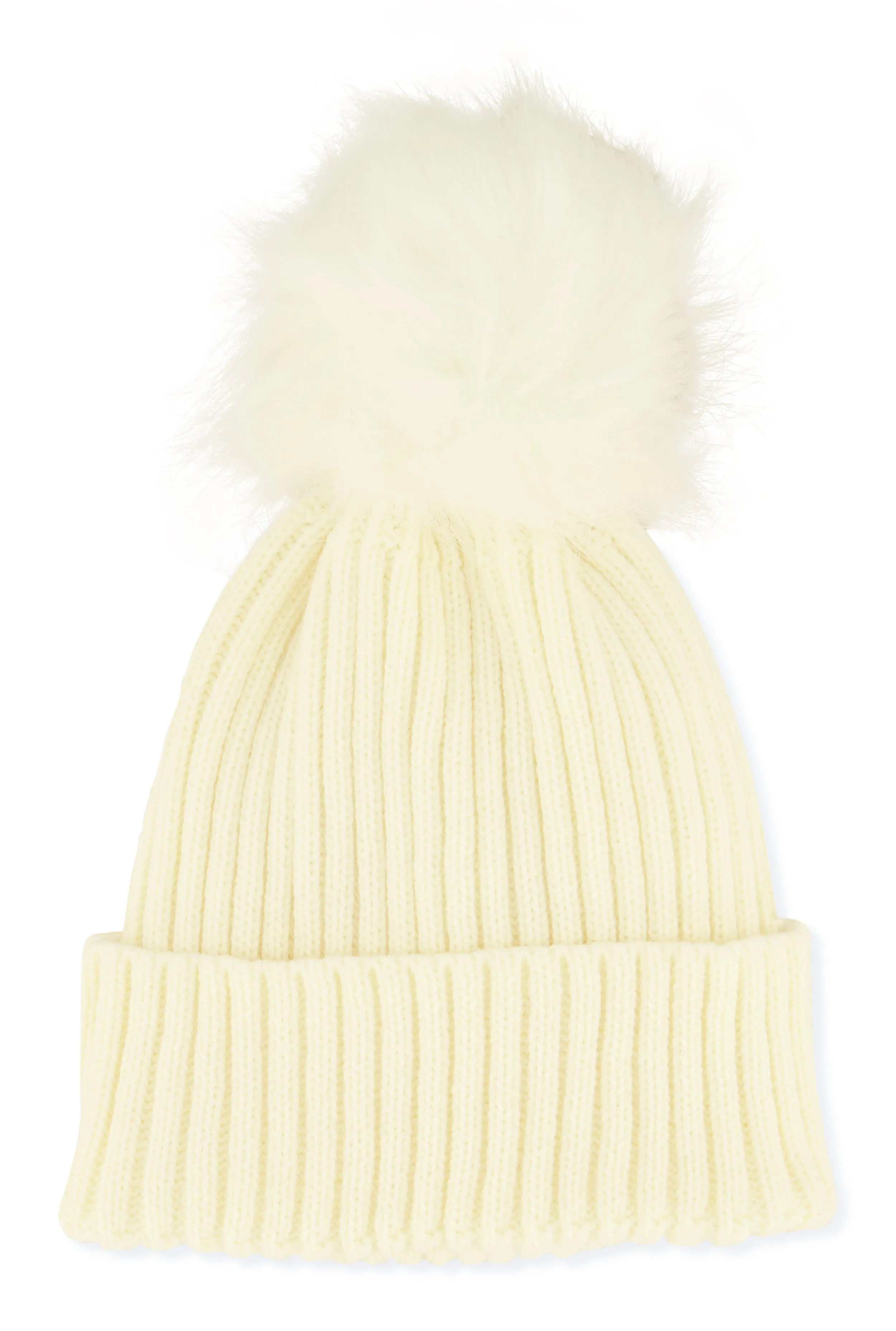 Ribbed Knit Faux Fur Pom Pom Beanie sold by Rainbow product image thumbnail 2