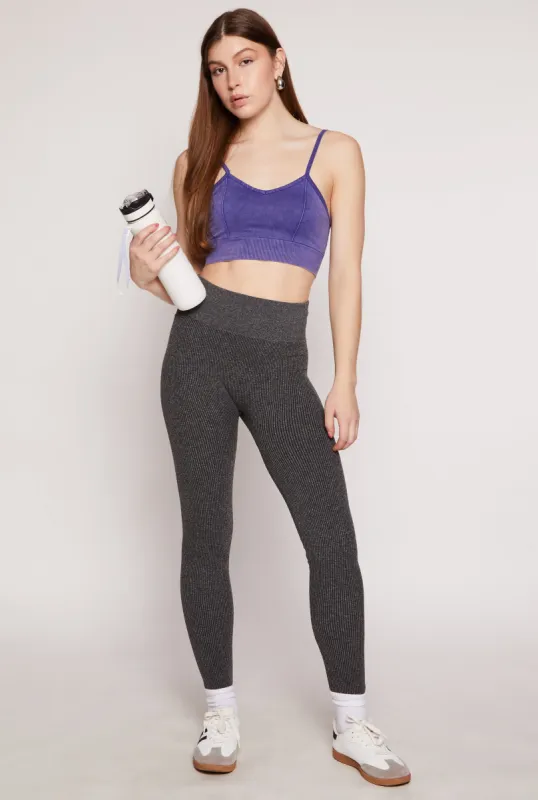 Ribbed Knit Fleece Lined High Waist Leggings sold by Rainbow