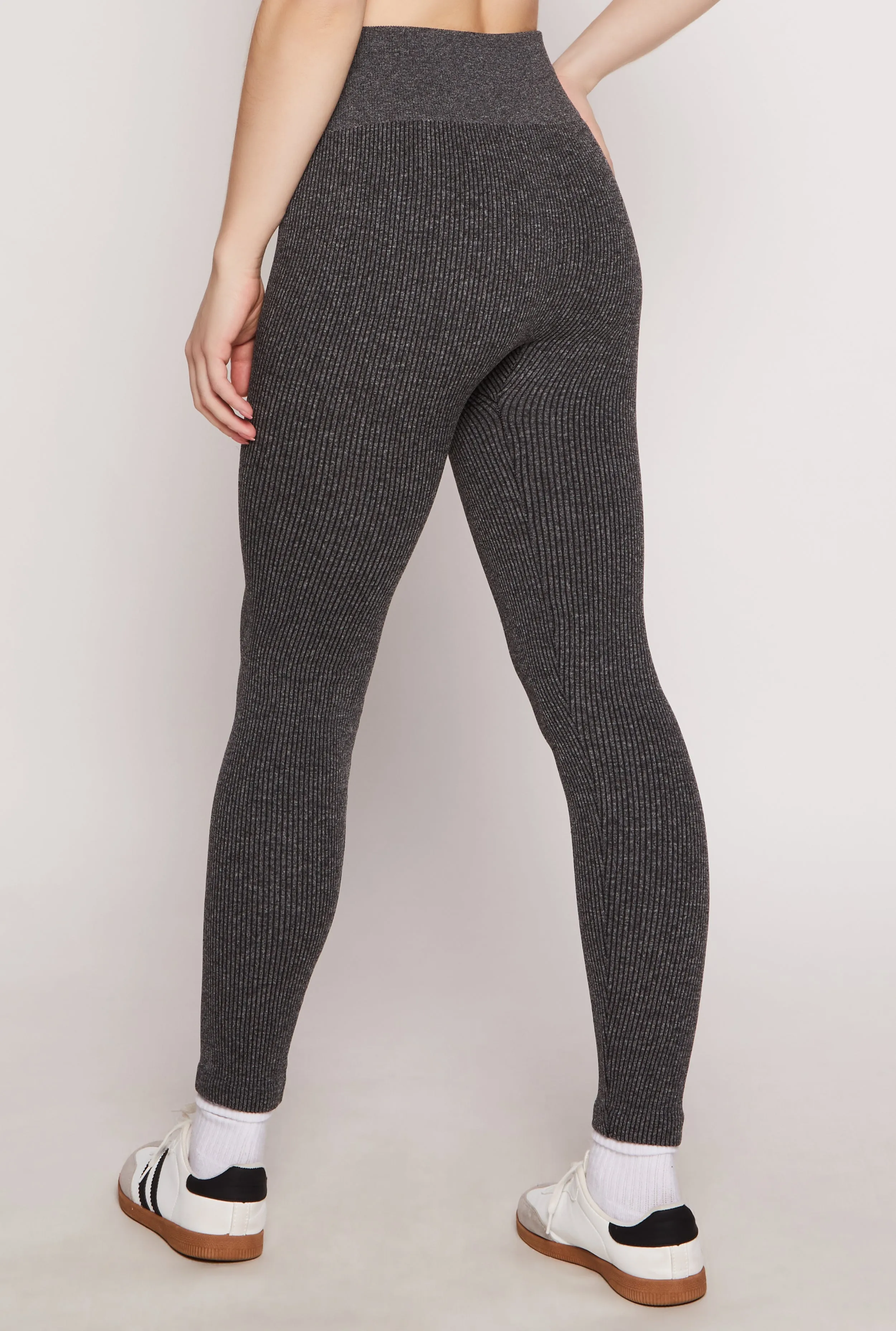 Ribbed Knit Fleece Lined High Waist Leggings sold by Rainbow product image thumbnail 2