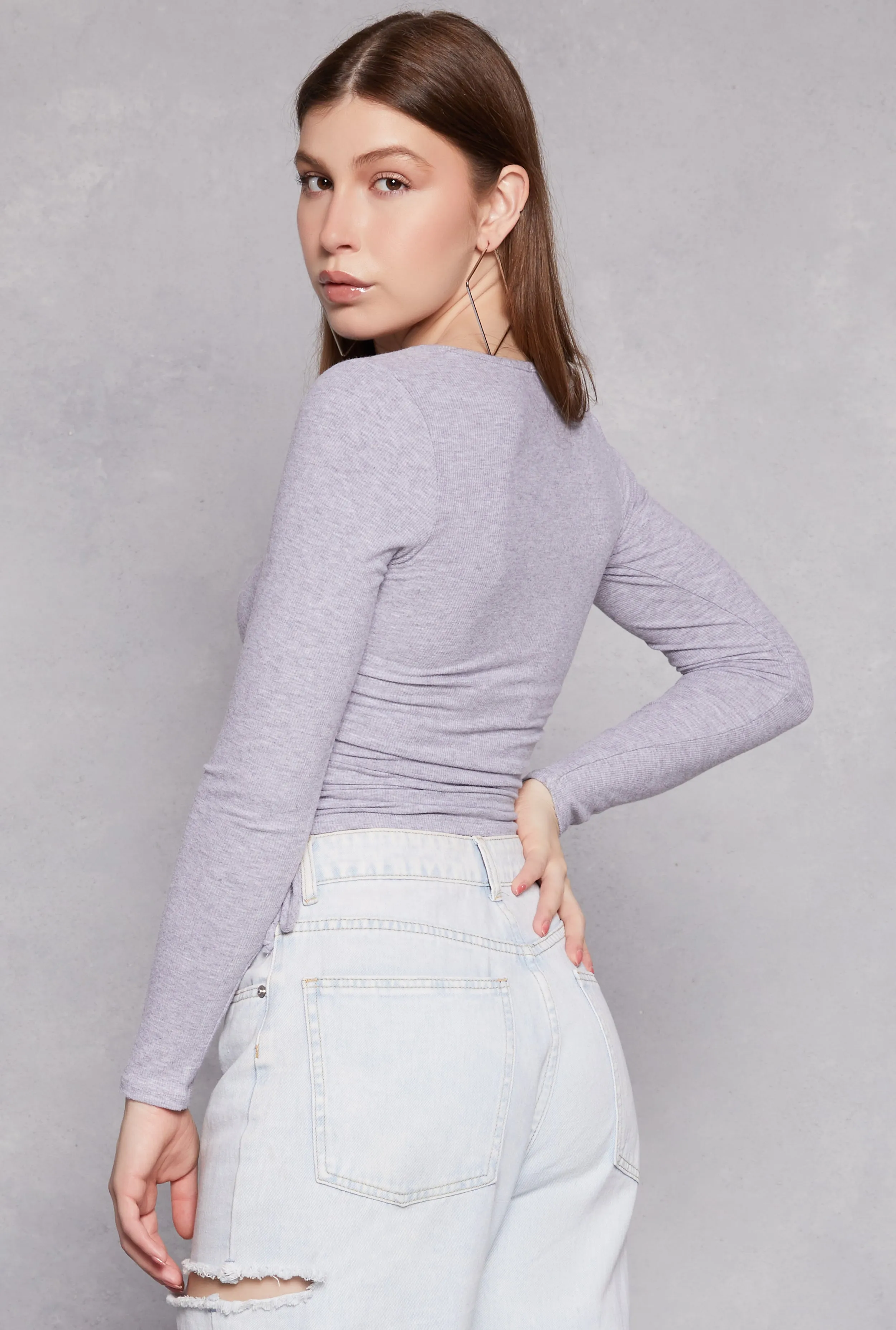 Side Tie Ruched Long Sleeve Top sold by Rainbow product image thumbnail 3