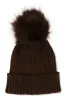 Ribbed Knit Faux Fur Pom Pom Beanie sold by Rainbow