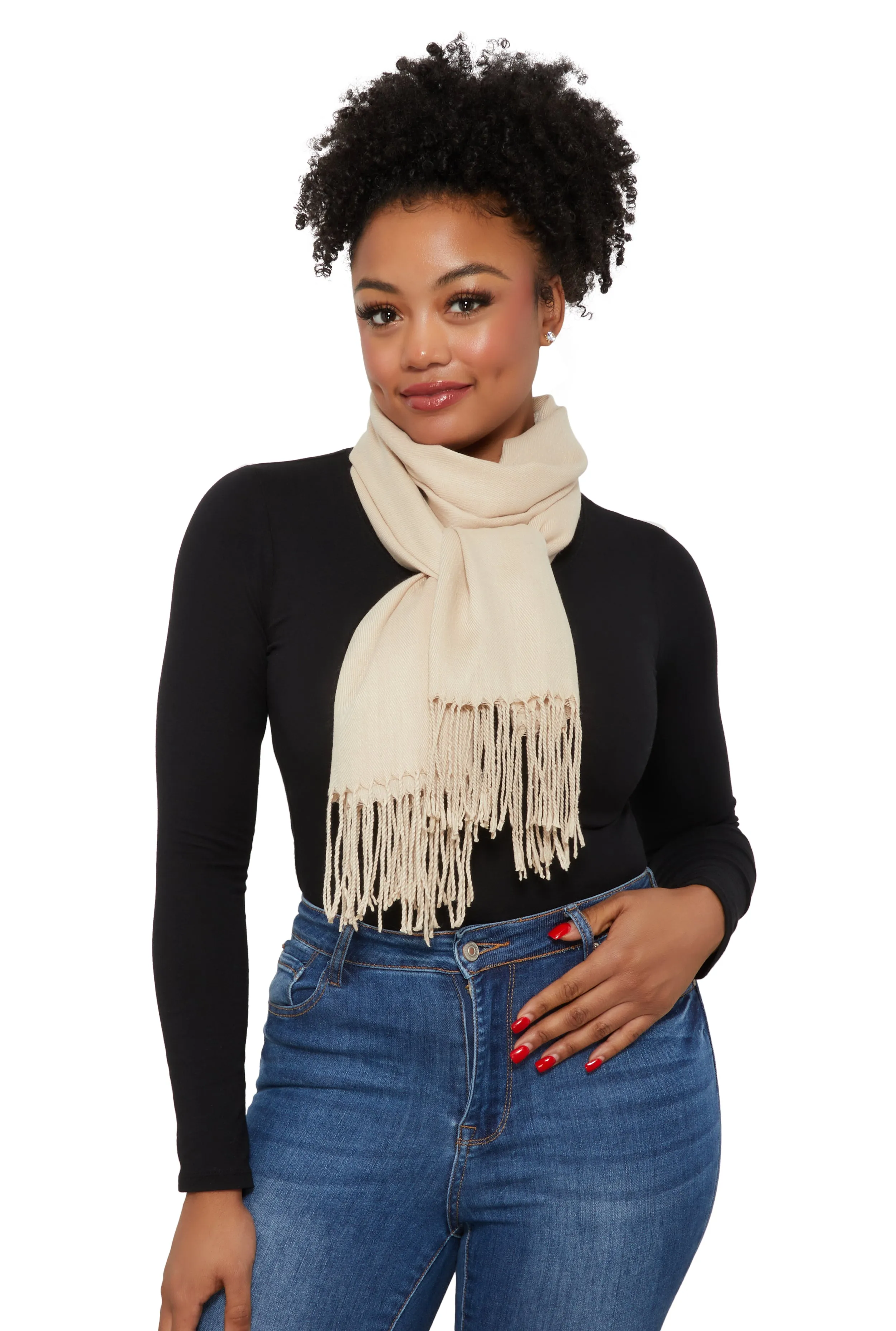 Fringe Detail Pashmina Scarf sold by Rainbow