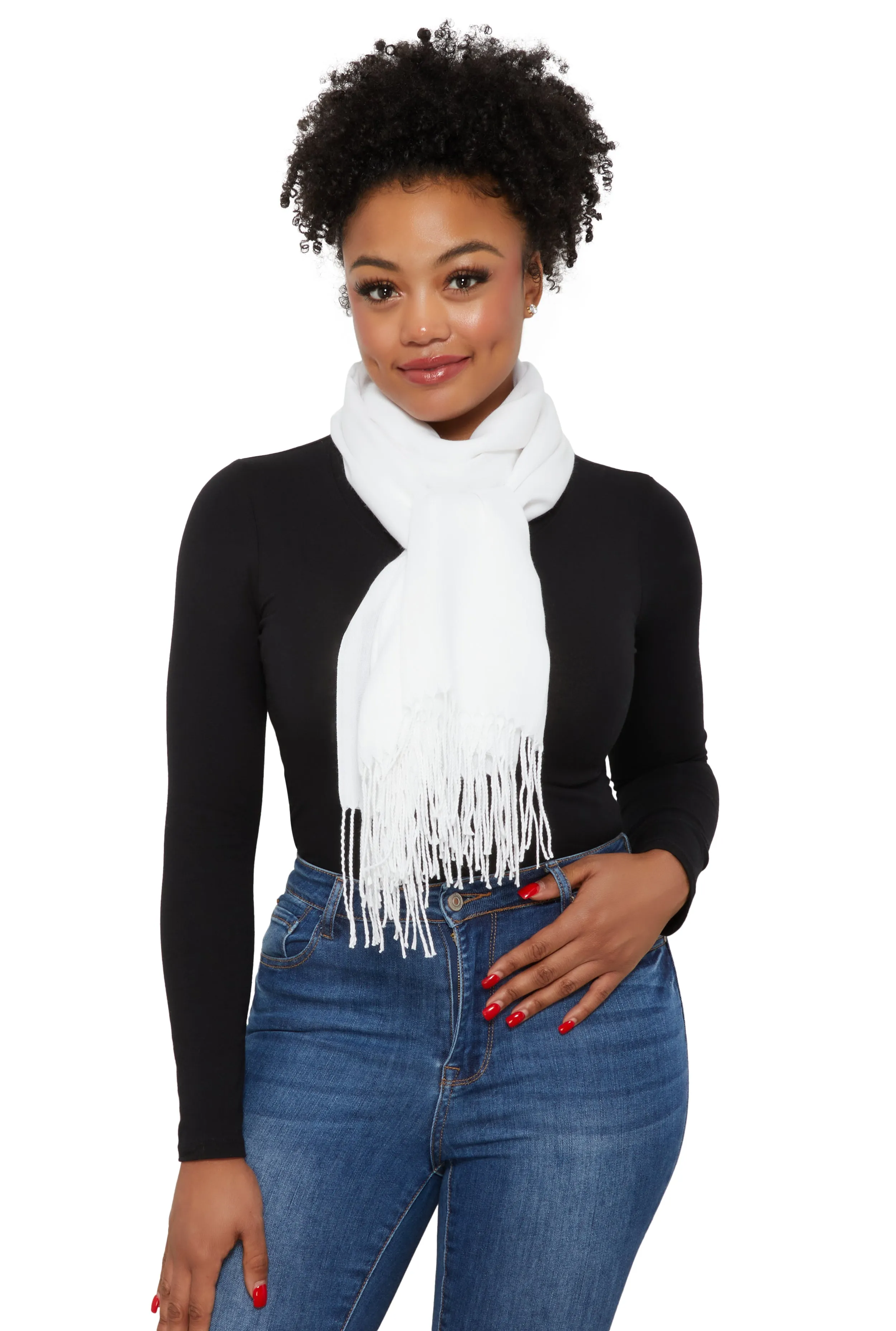 Fringe Detail Pashmina Scarf sold by Rainbow