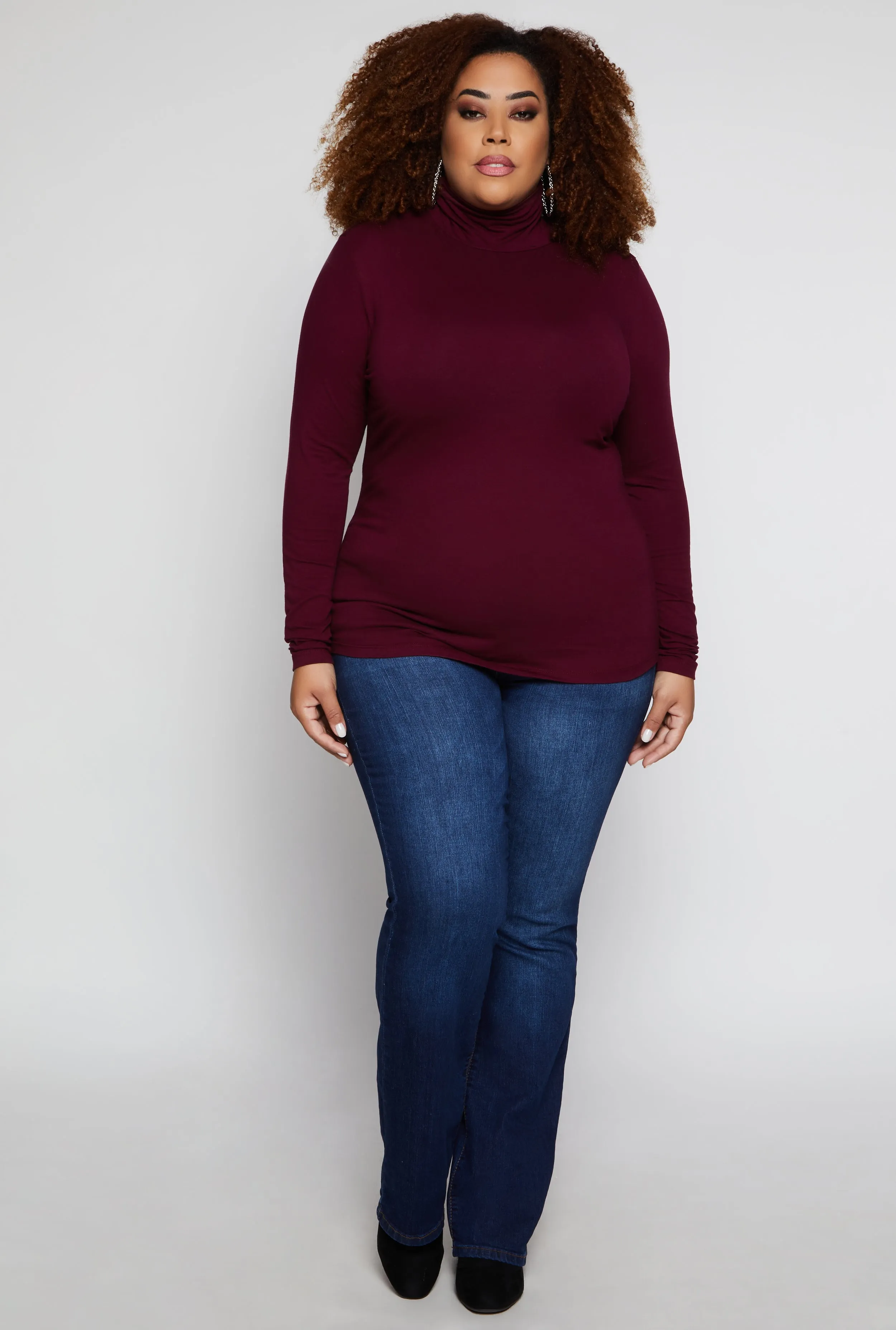 Plus Size Ruched Mock Neck T Shirt sold by Rainbow product image thumbnail 2