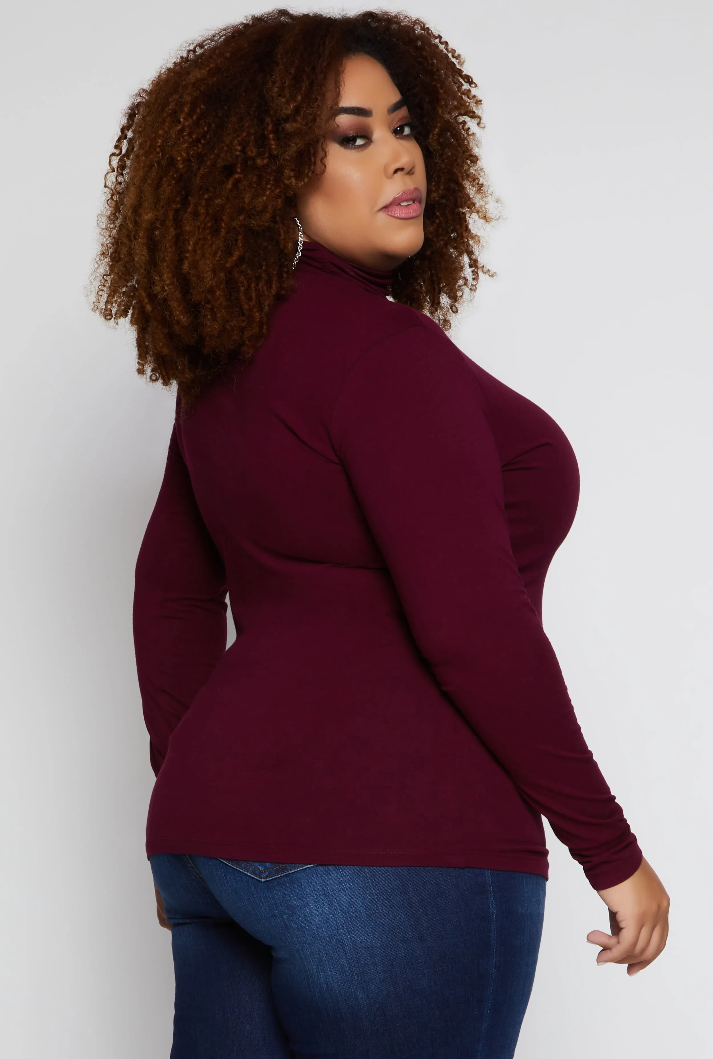 Plus Size Ruched Mock Neck T Shirt sold by Rainbow product image thumbnail 3