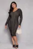 Plus Size Almost Famous Stripe V Neck Sweater Dress sold by Rainbow