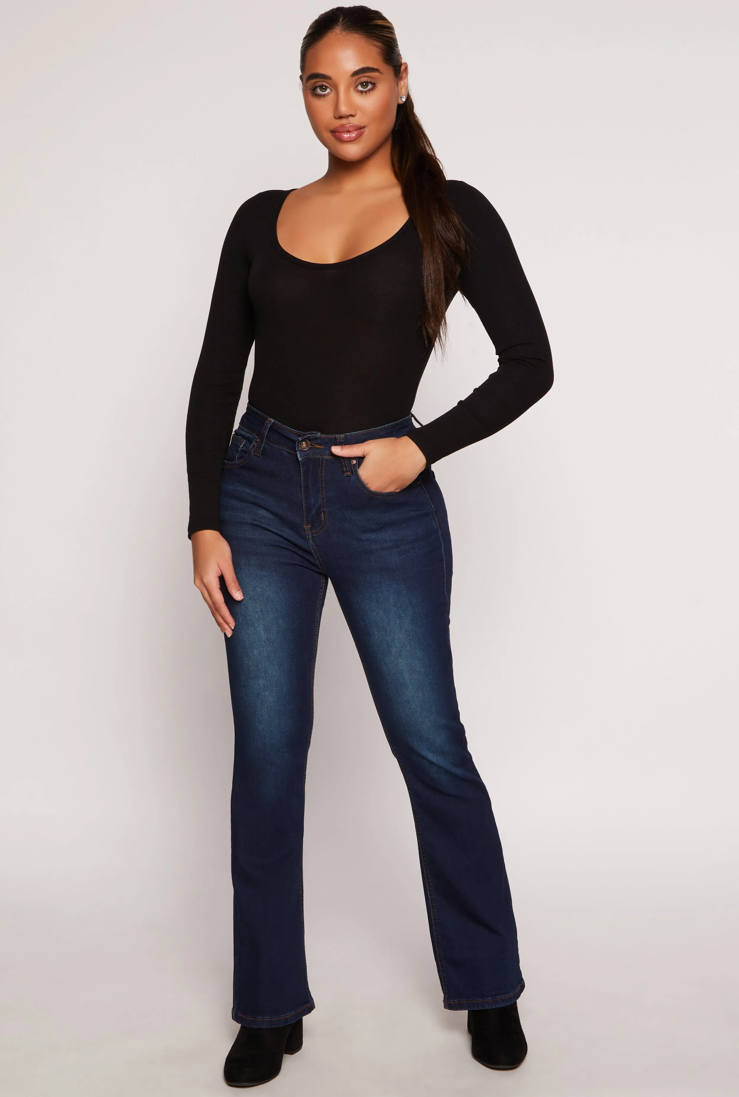 Ribbed Knit Scoop Neck Long Sleeve Bodysuit sold by Rainbow product image thumbnail 2