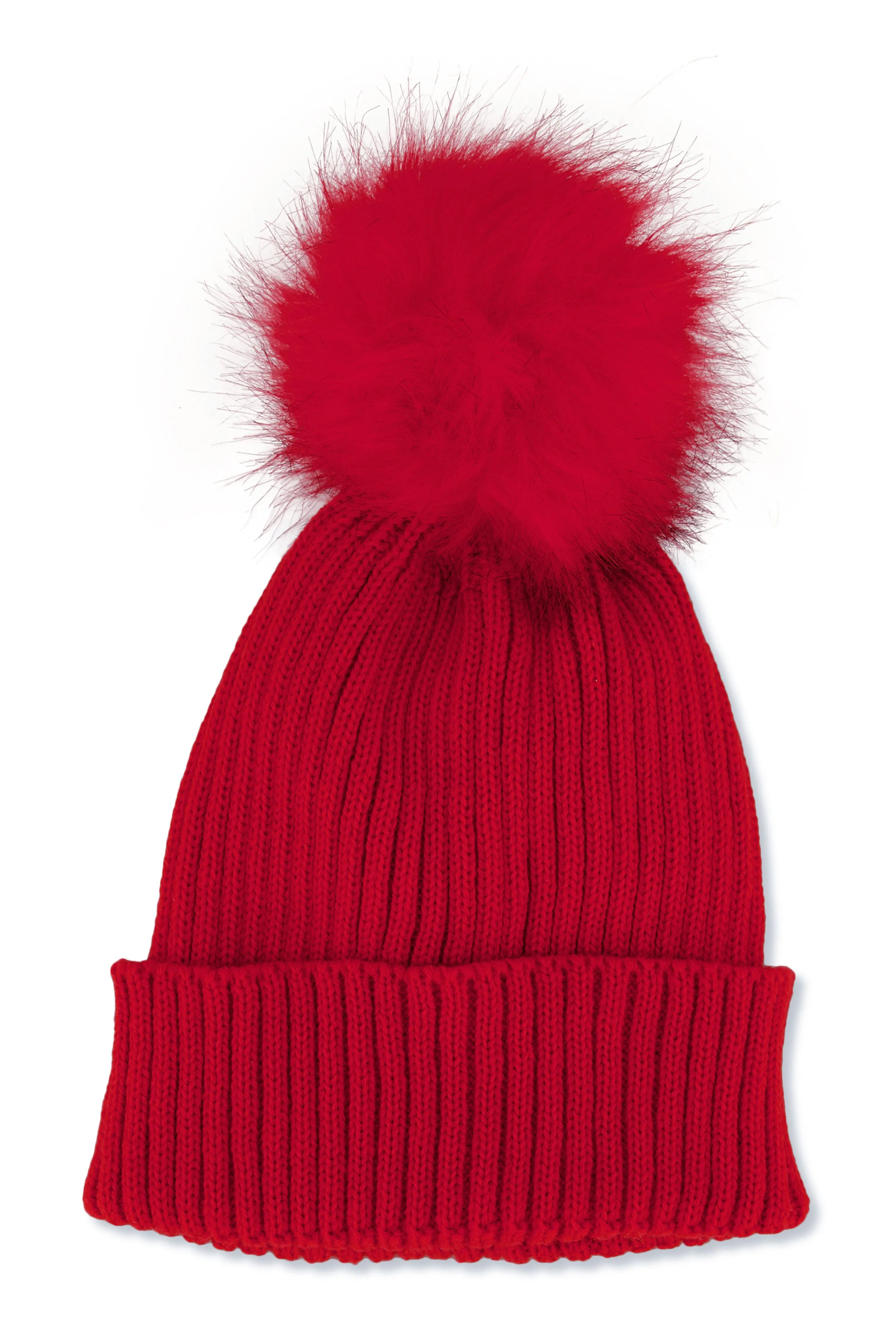 Ribbed Knit Faux Fur Pom Pom Beanie sold by Rainbow product image thumbnail 2