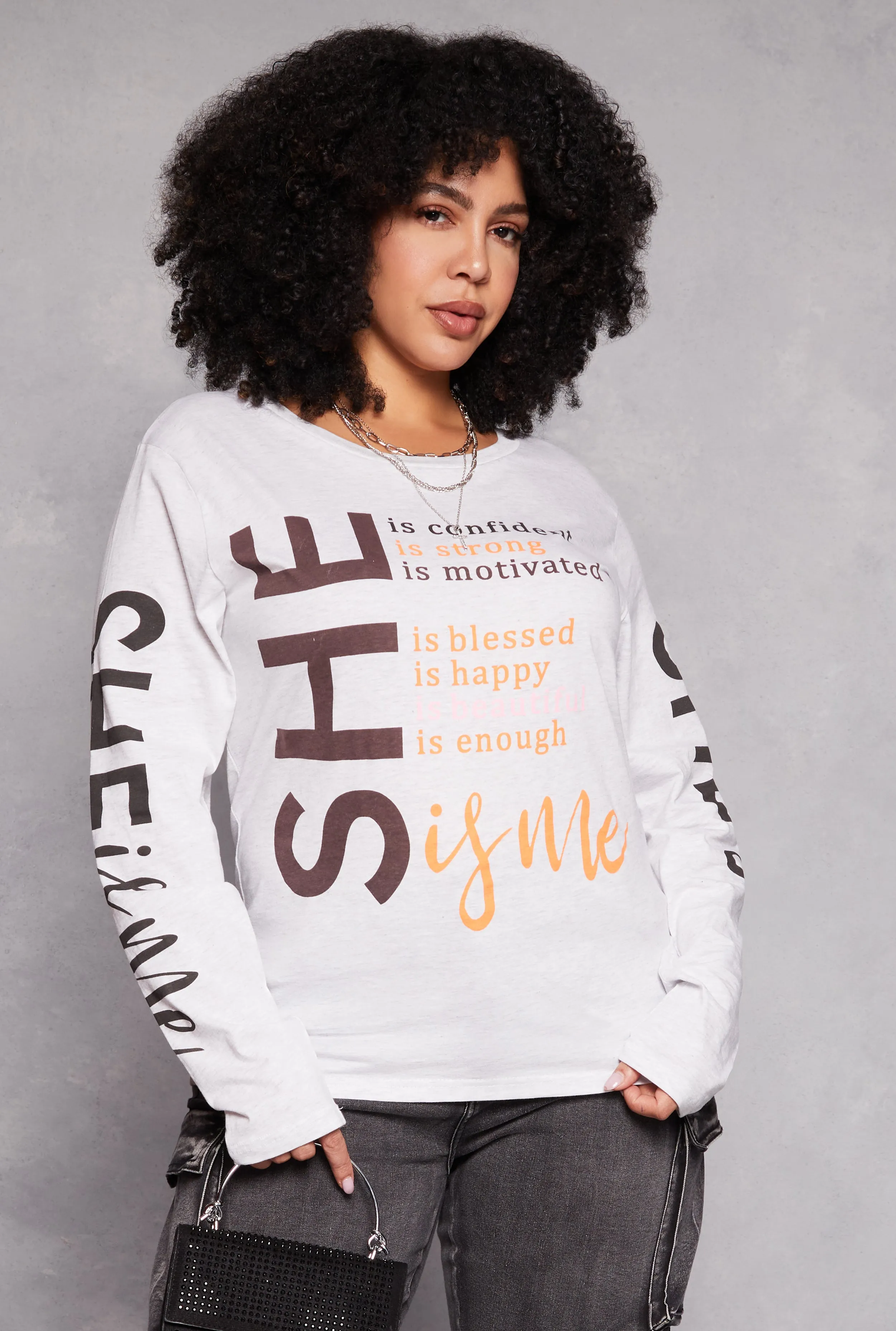 Plus Size She Is Me Long Sleeve Tee sold by Rainbow