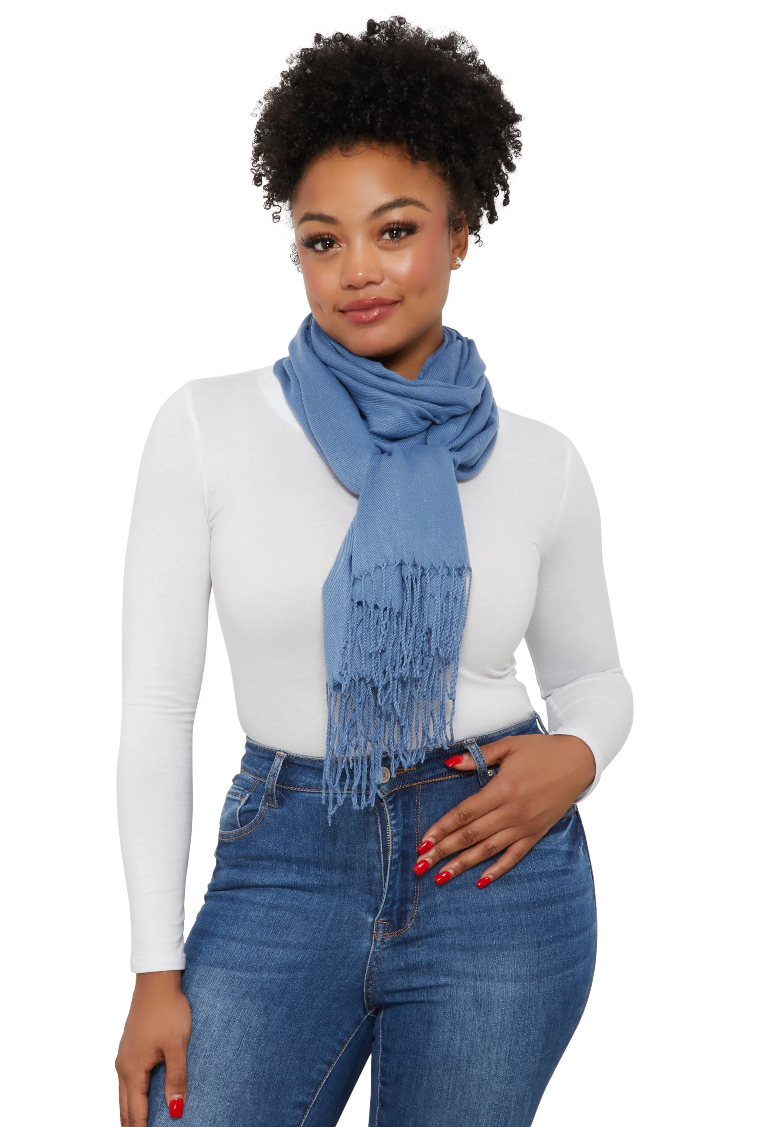 Fringe Detail Pashmina Scarf sold by Rainbow