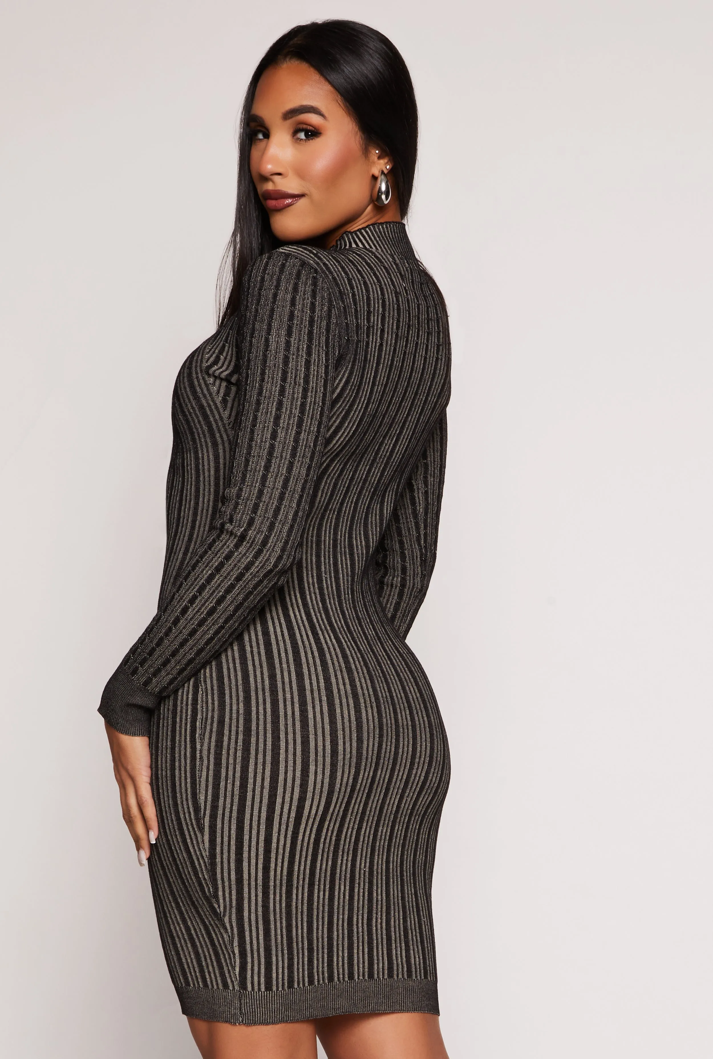 Almost Famous Ribbed Knit Shadow Stripe Sweater Dress sold by Rainbow product image thumbnail 3