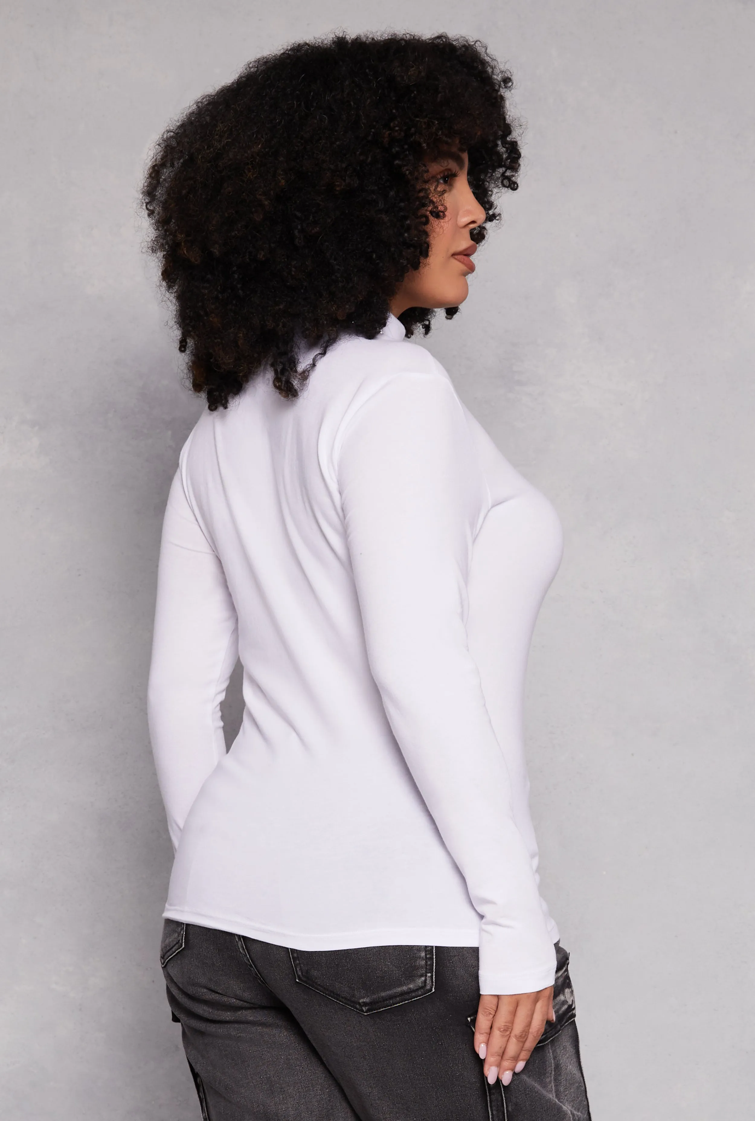 Plus Size Ruched Mock Neck T Shirt sold by Rainbow product image thumbnail 3