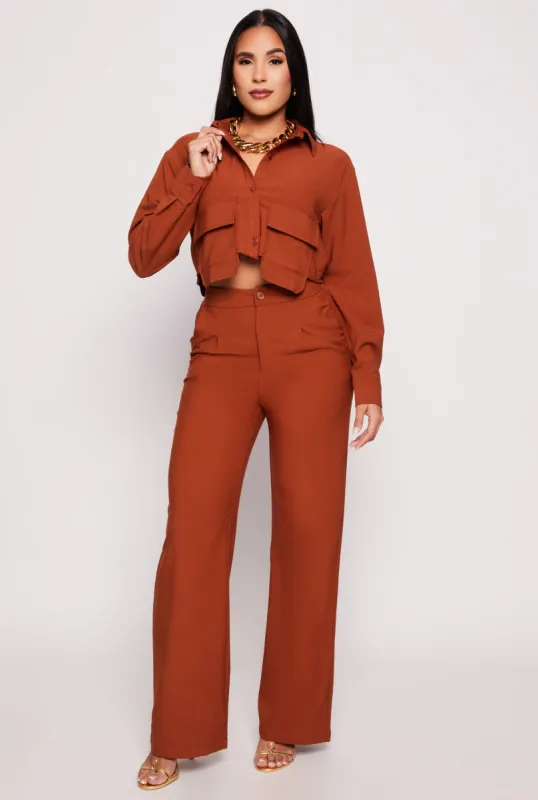 Crepe Knit Wide Leg Dress Pants sold by Rainbow
