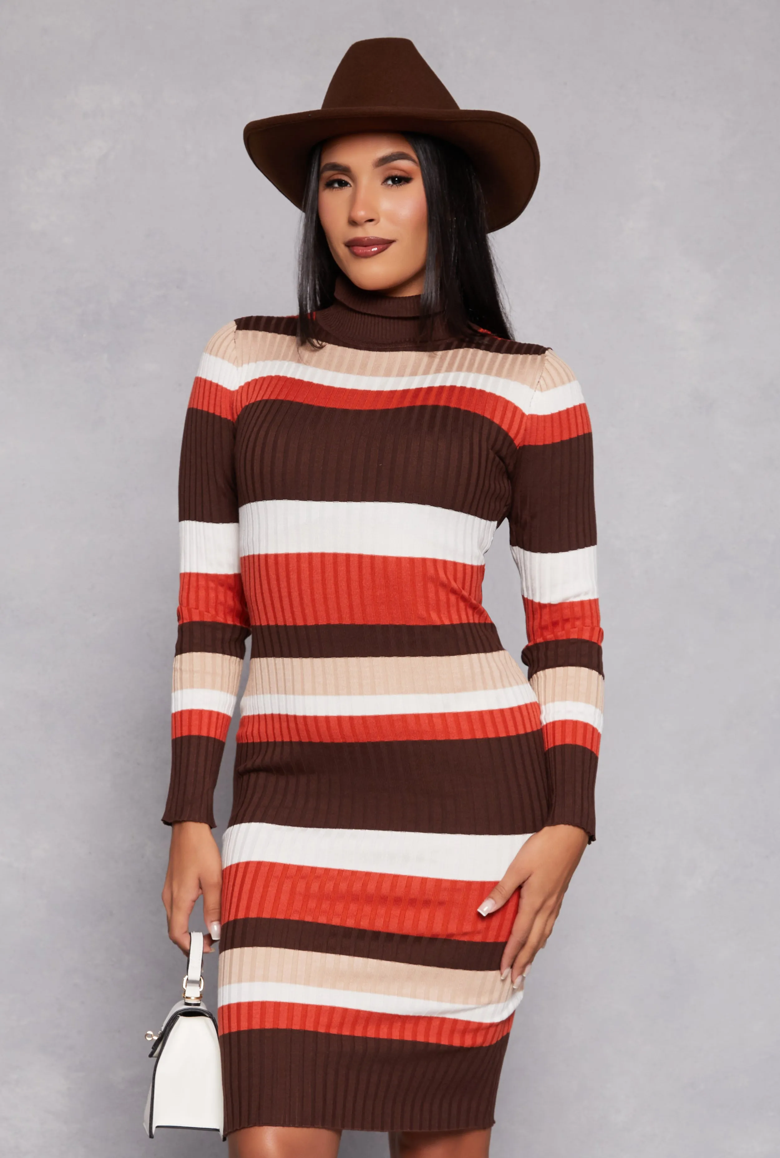 Almost Famous Striped Turtleneck Dress sold by Rainbow