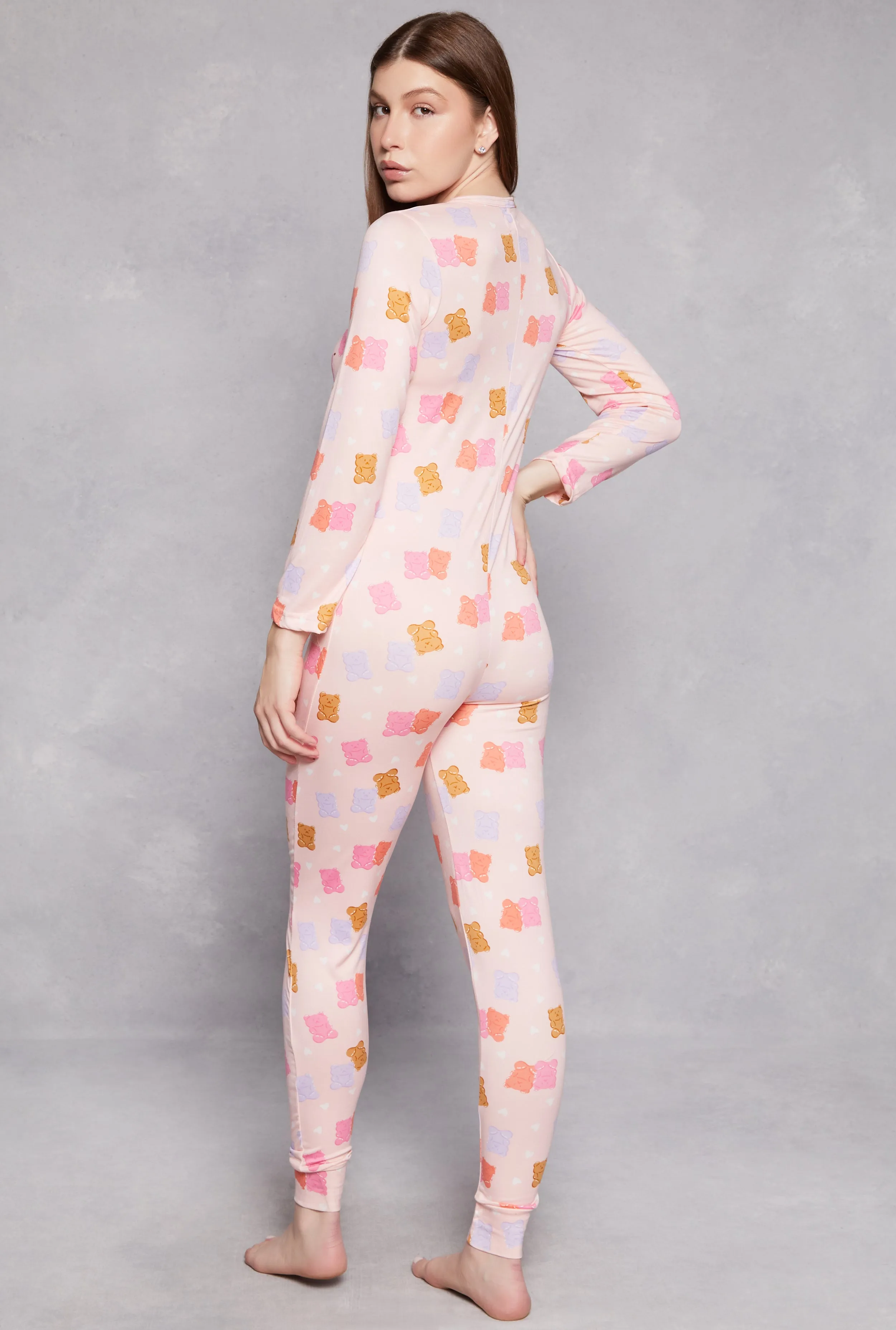 Teddy Print Button Front Pajama Onesie sold by Rainbow product image thumbnail 2