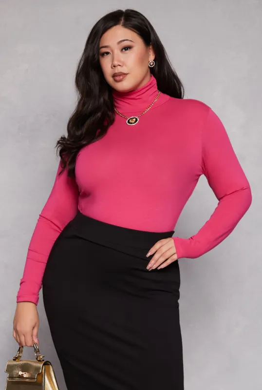 Plus Size Ruched Mock Neck T Shirt sold by Rainbow