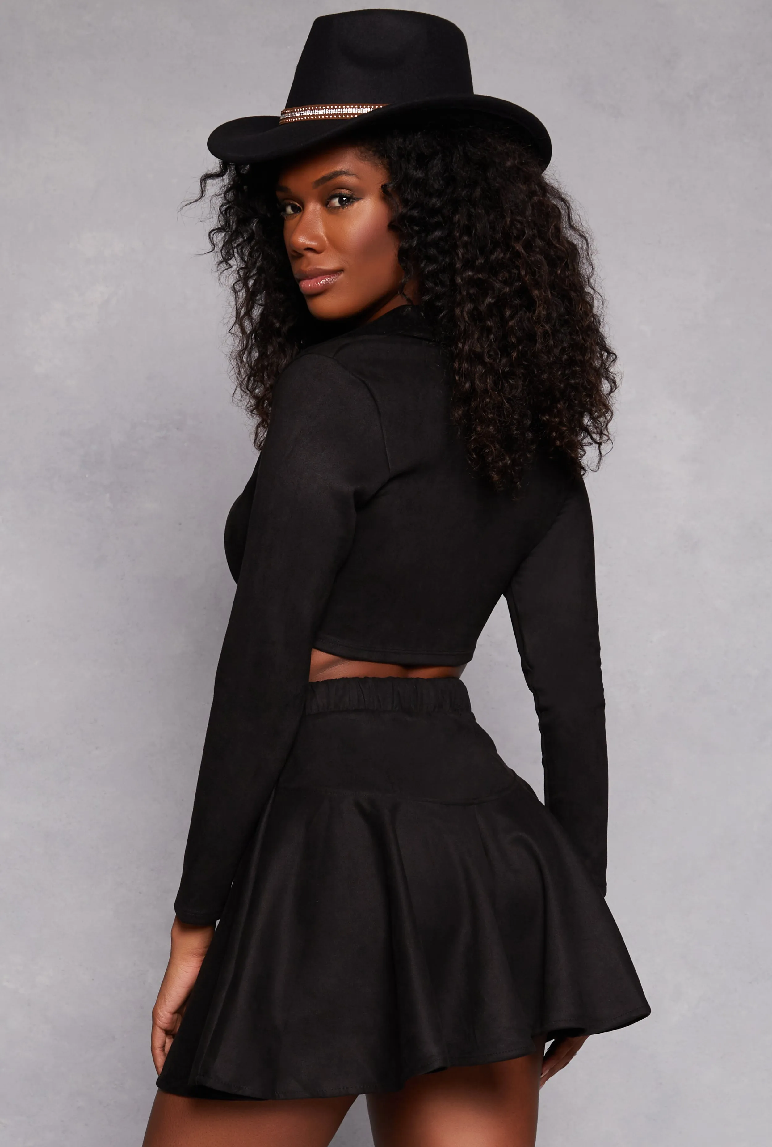 Faux Suede Lace Up Crop Top sold by Rainbow product image thumbnail 3