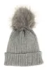 Ribbed Knit Faux Fur Pom Pom Beanie sold by Rainbow