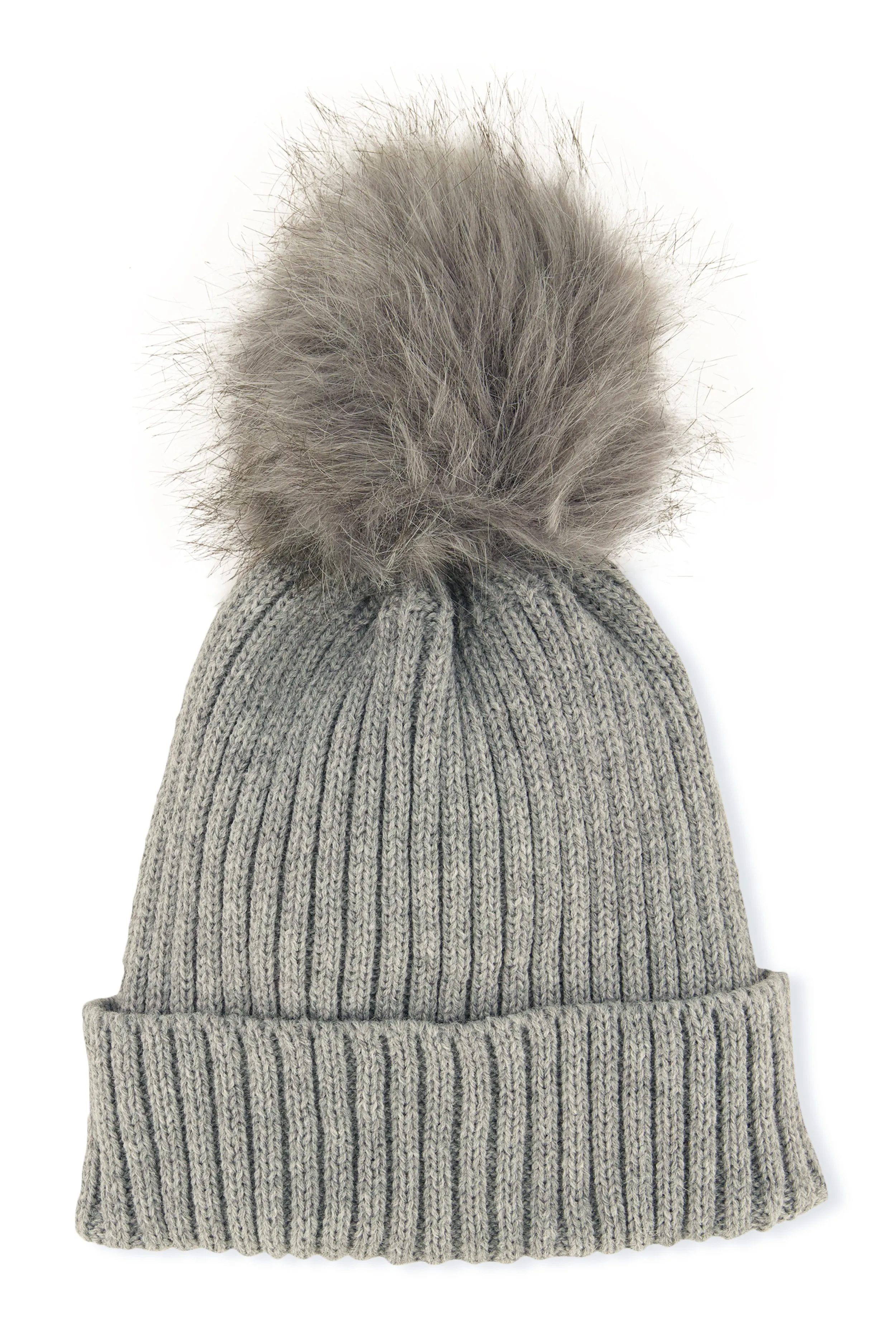 Ribbed Knit Faux Fur Pom Pom Beanie sold by Rainbow product image thumbnail 2