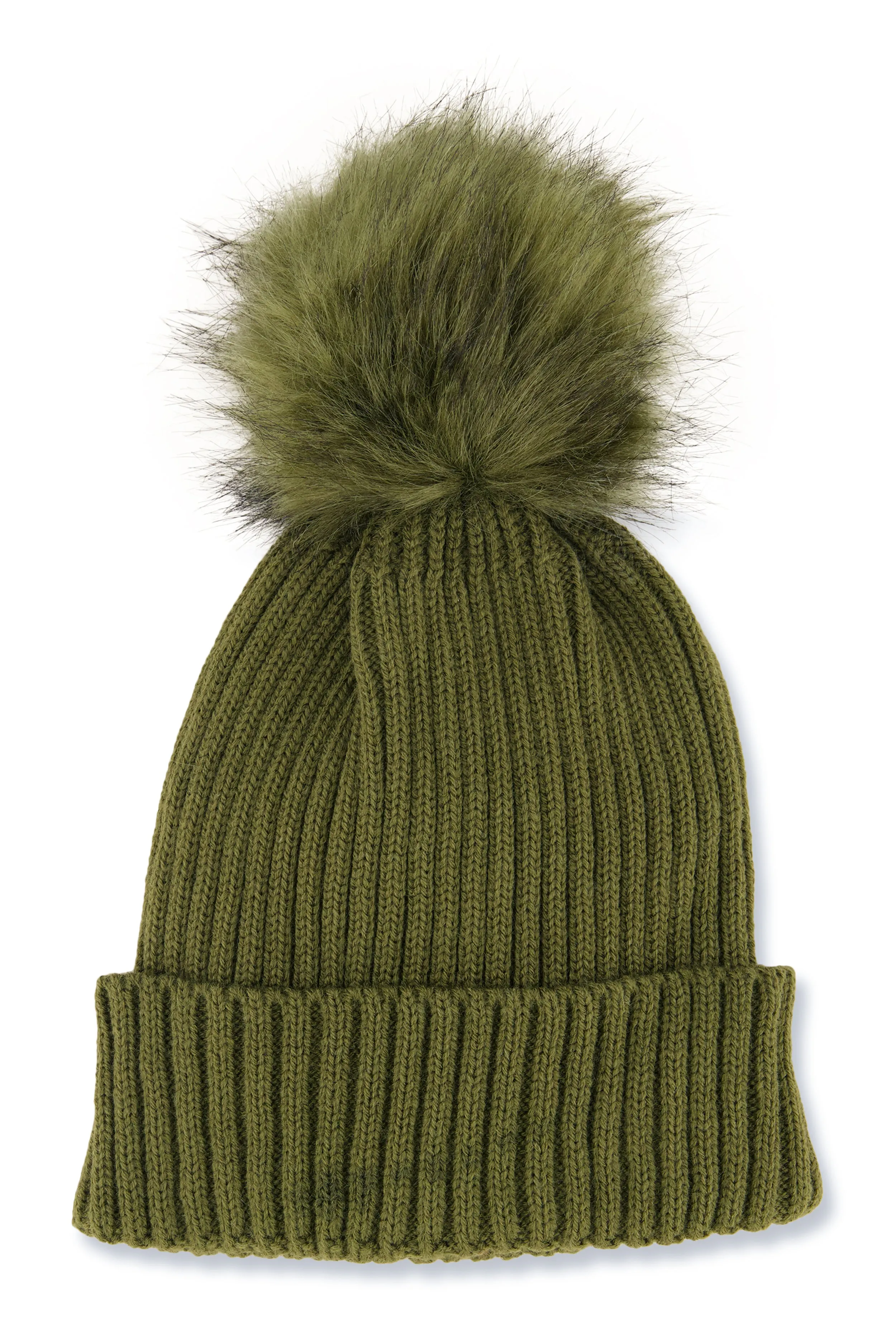 Ribbed Knit Faux Fur Pom Pom Beanie sold by Rainbow product image thumbnail 2