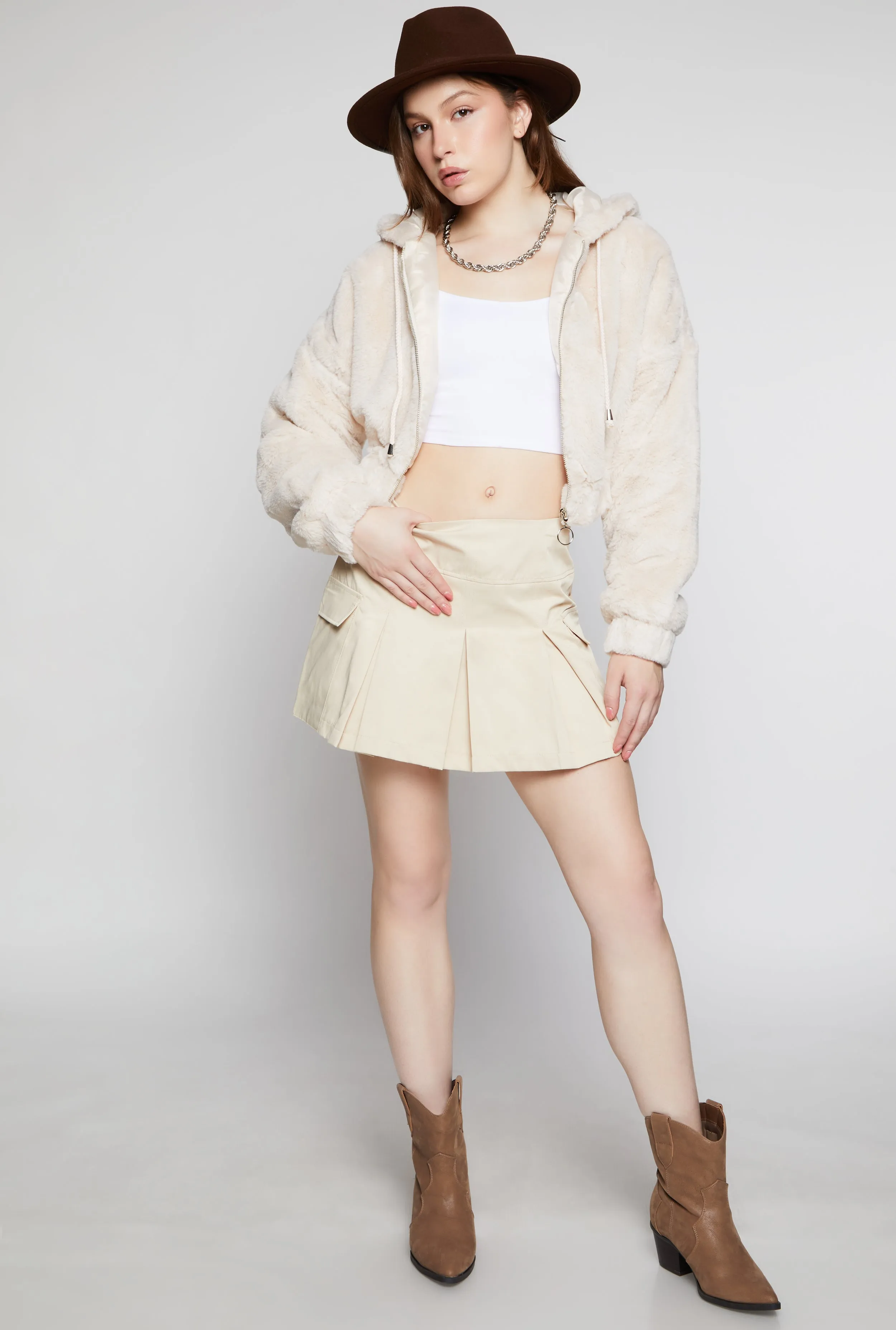 Haute Monde Pleated Mini Skirt sold by Rainbow