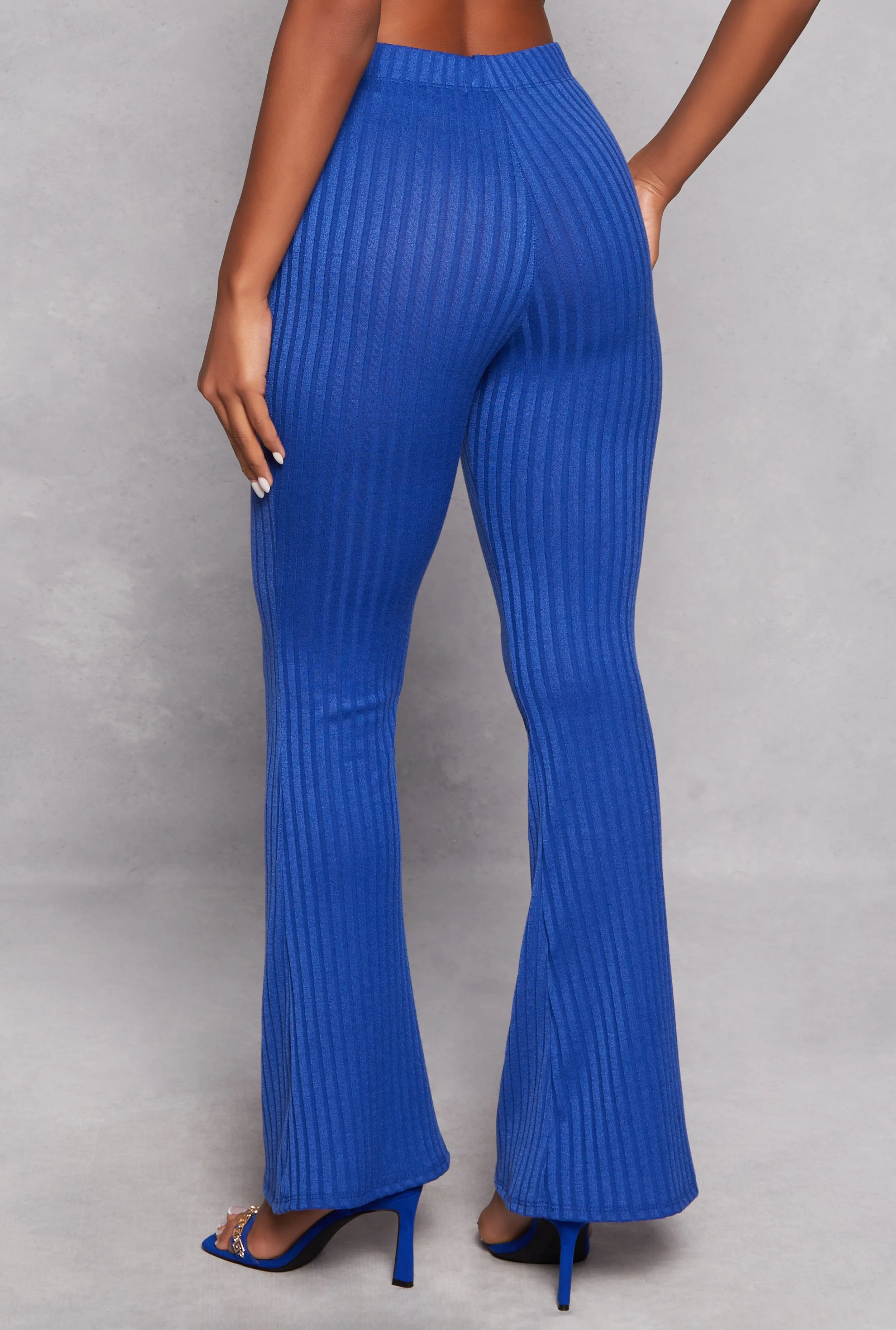 Ribbed Knit High Waist Flare Pants sold by Rainbow product image thumbnail 3