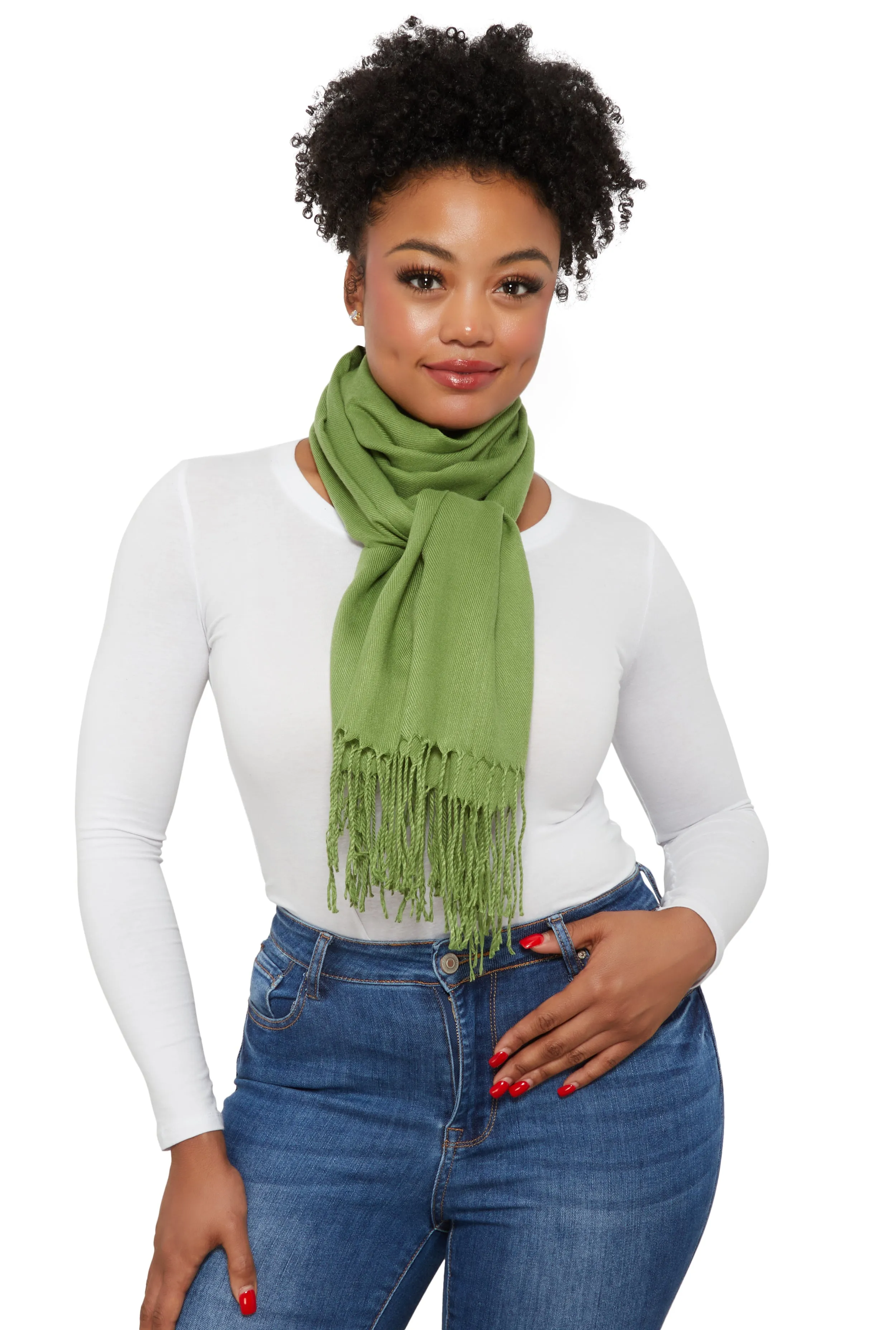 Fringe Detail Pashmina Scarf sold by Rainbow