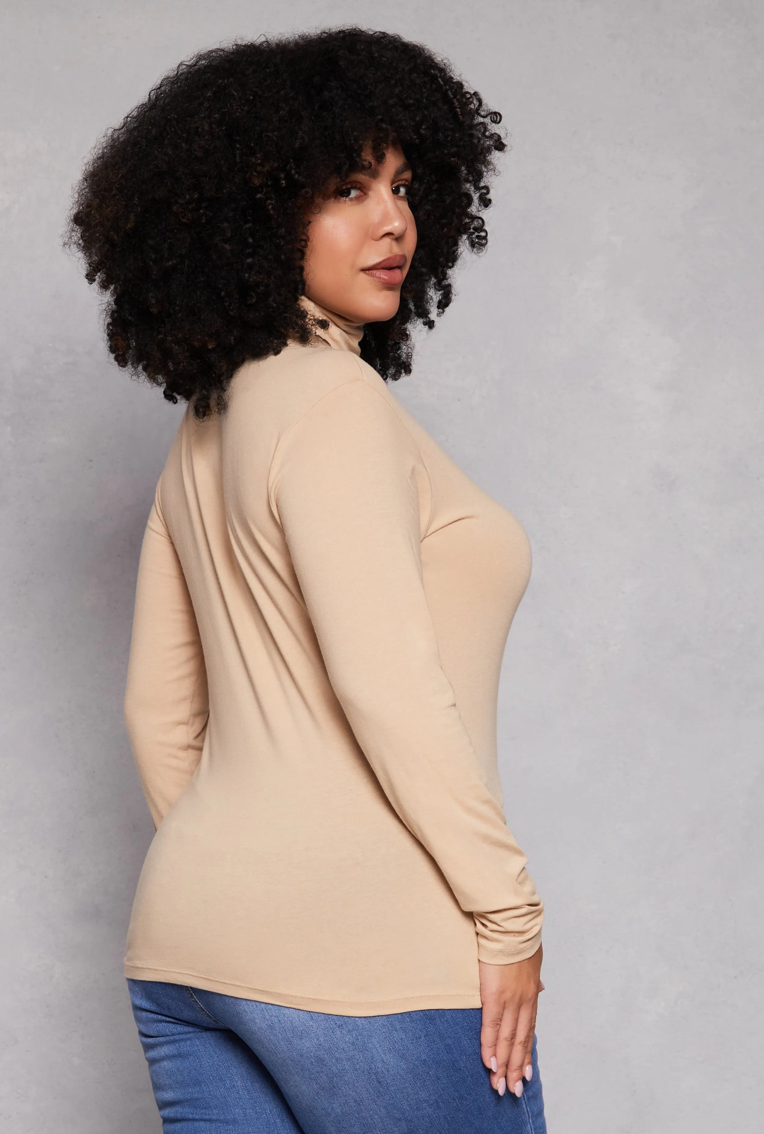 Plus Size Ruched Mock Neck T Shirt sold by Rainbow product image thumbnail 3