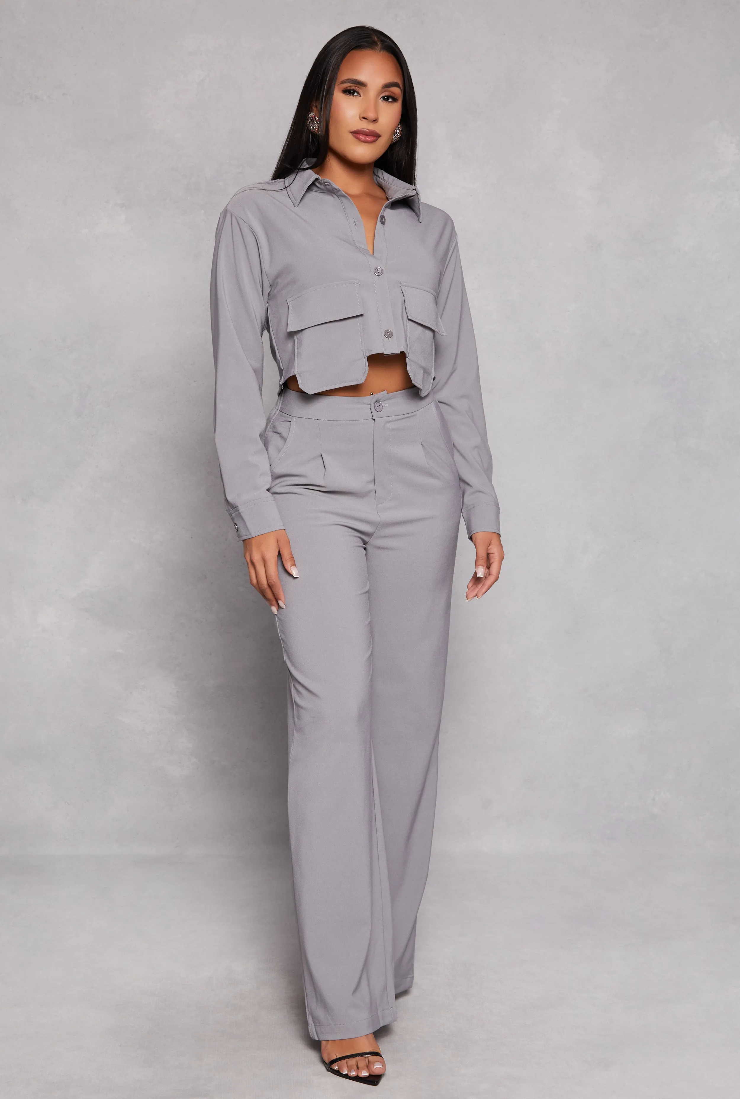 Crepe Knit Cargo Pocket Crop Top sold by Rainbow product image thumbnail 2