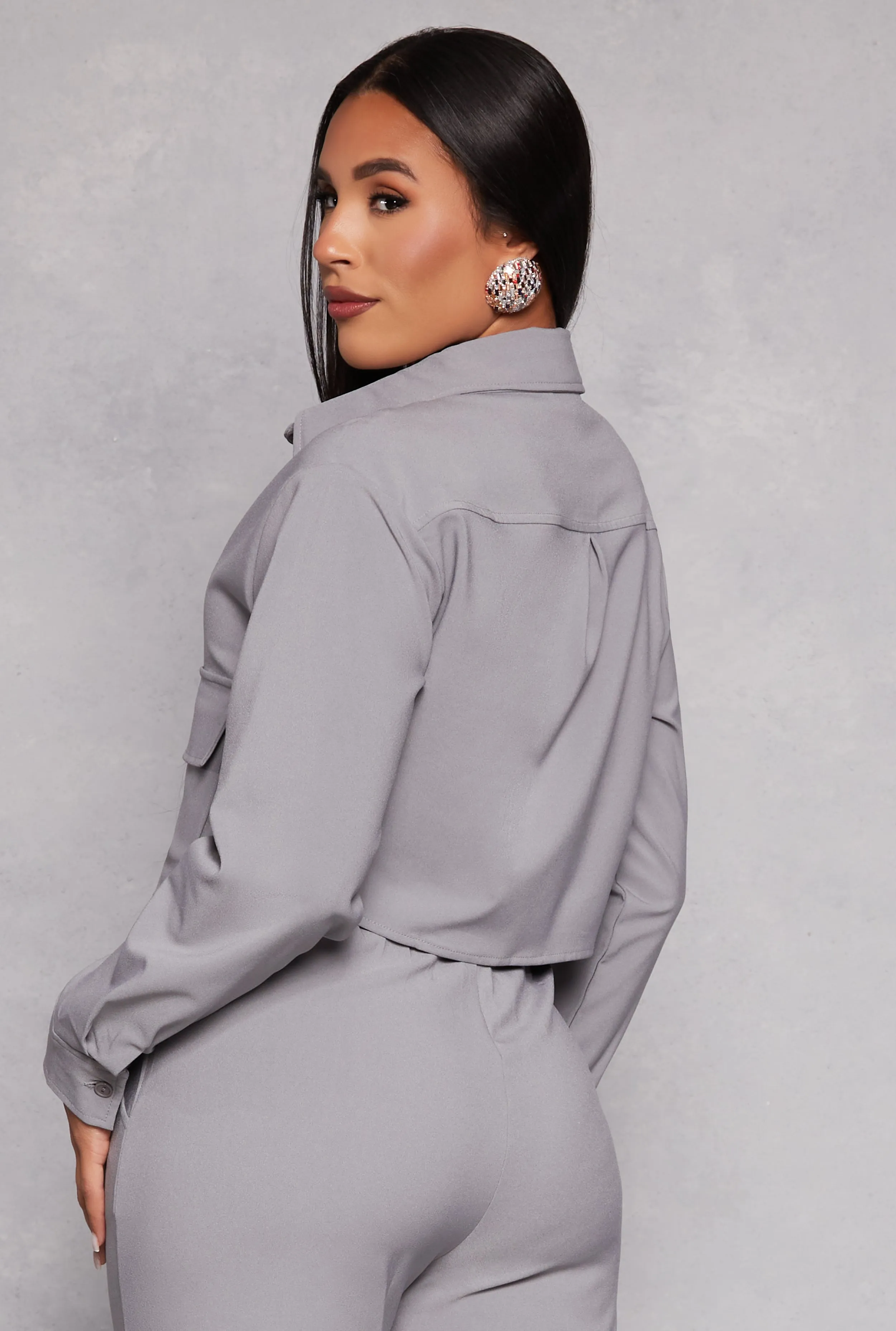 Crepe Knit Cargo Pocket Crop Top sold by Rainbow product image thumbnail 3