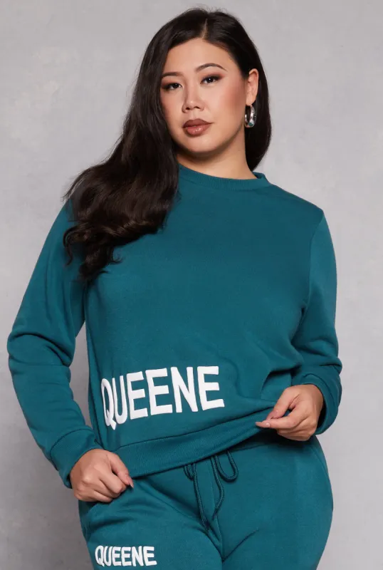 Plus Size Queene Puff Print Fleece Lined Sweatshirt sold by Rainbow