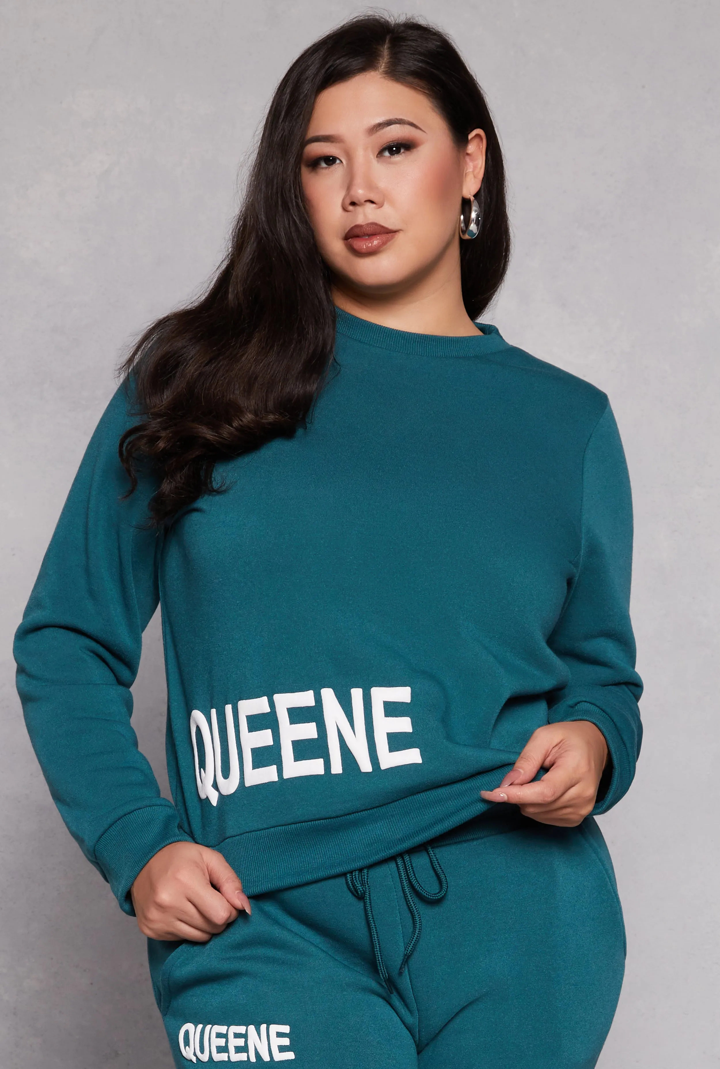 Plus Size Queene Puff Print Fleece Lined Sweatshirt sold by Rainbow
