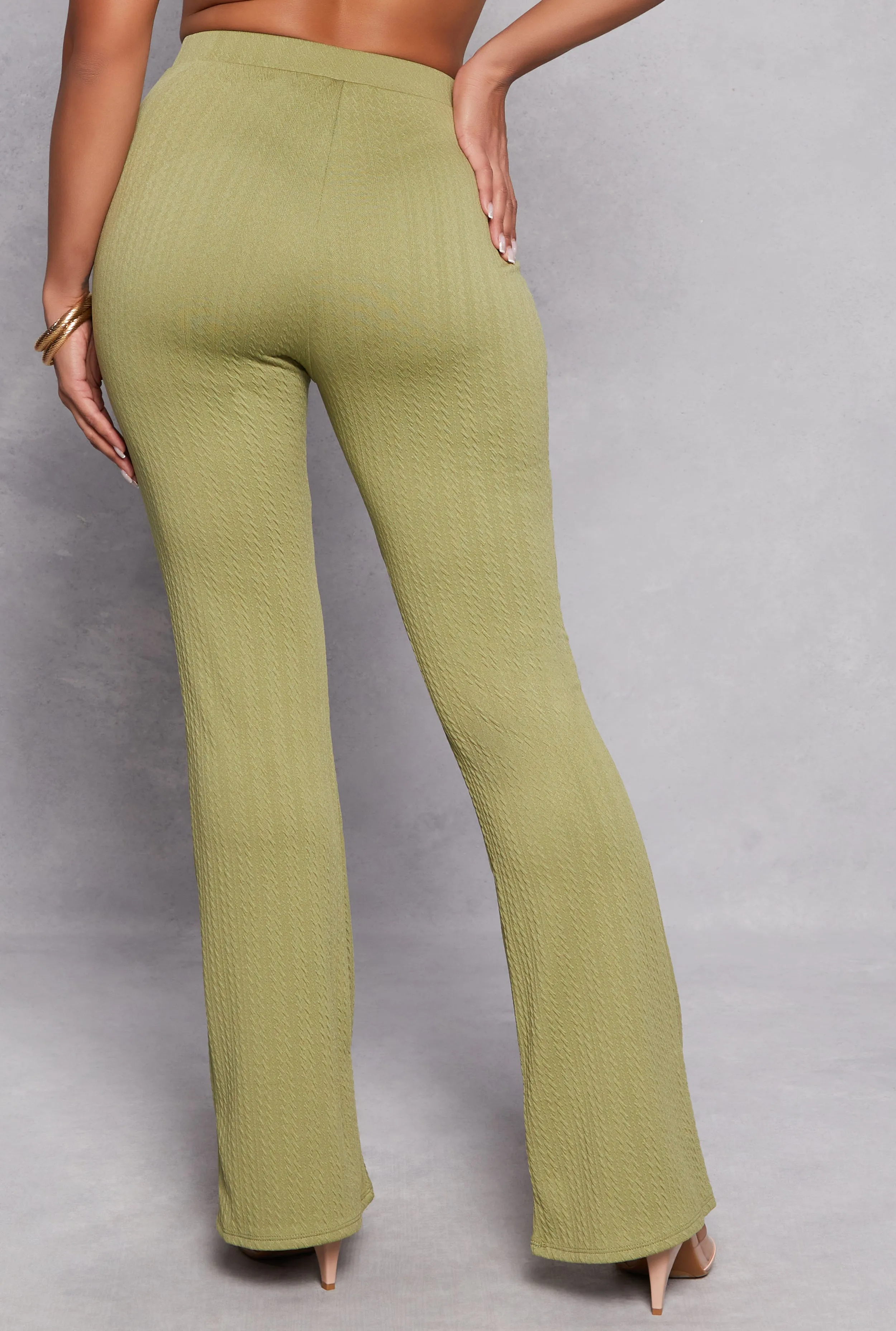 Textured Knit High Waist Flare Pants sold by Rainbow product image thumbnail 3