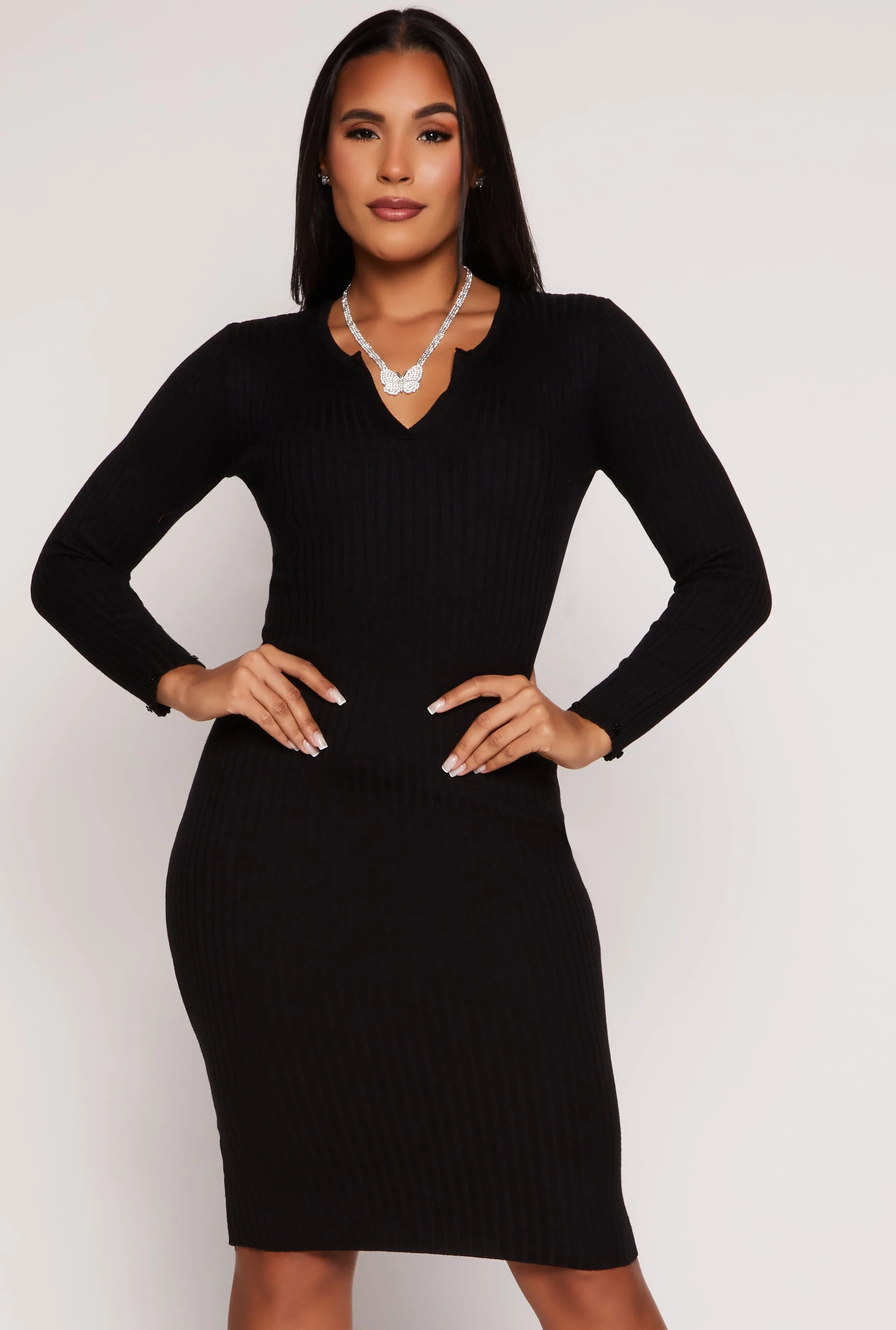 Almost Famous Faux Fur Collar Midi Dress sold by Rainbow product image thumbnail 5