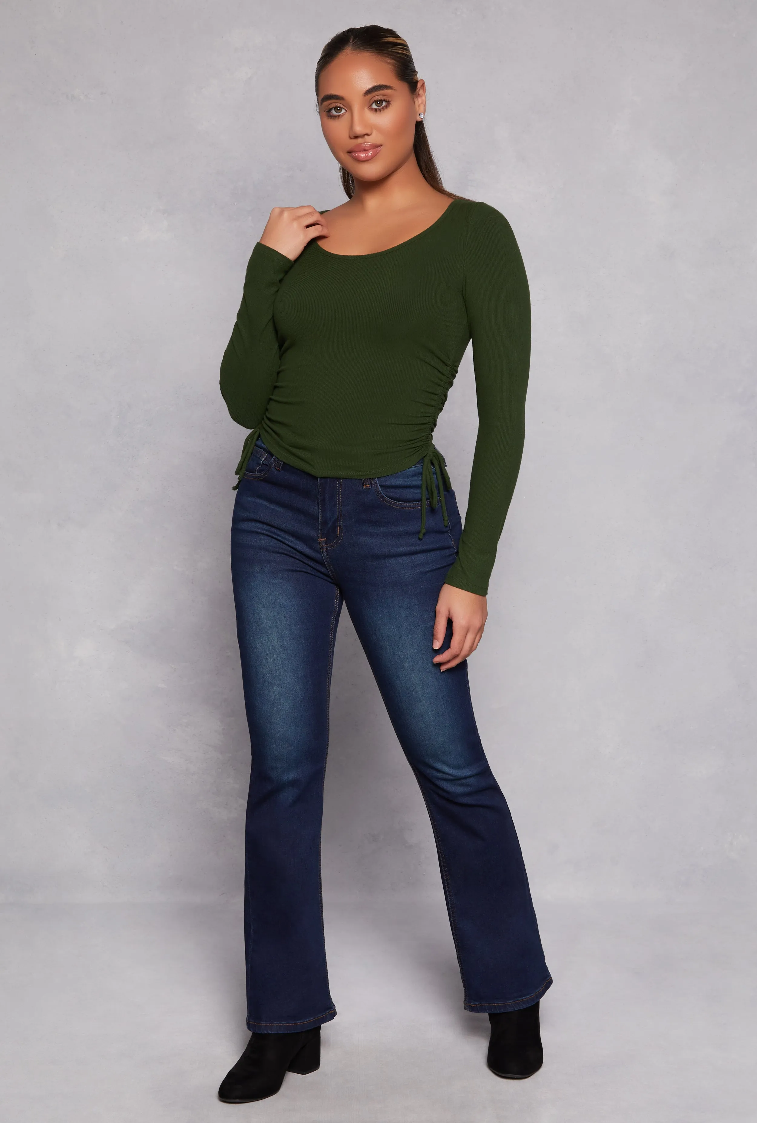 Side Tie Ruched Long Sleeve Top sold by Rainbow product image thumbnail 2