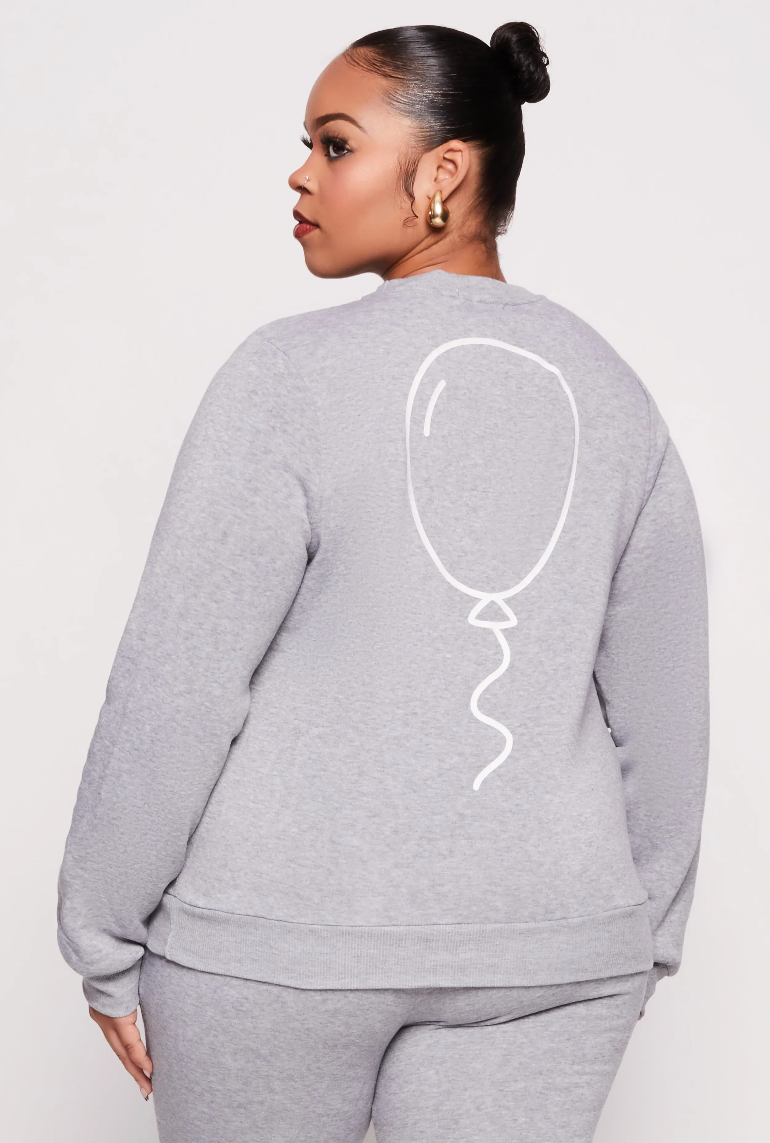 Plus Size Queene Puff Print Fleece Lined Sweatshirt sold by Rainbow product image thumbnail 3