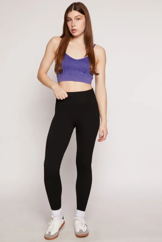 Ribbed Knit Fleece Lined High Waist Leggings sold by Rainbow