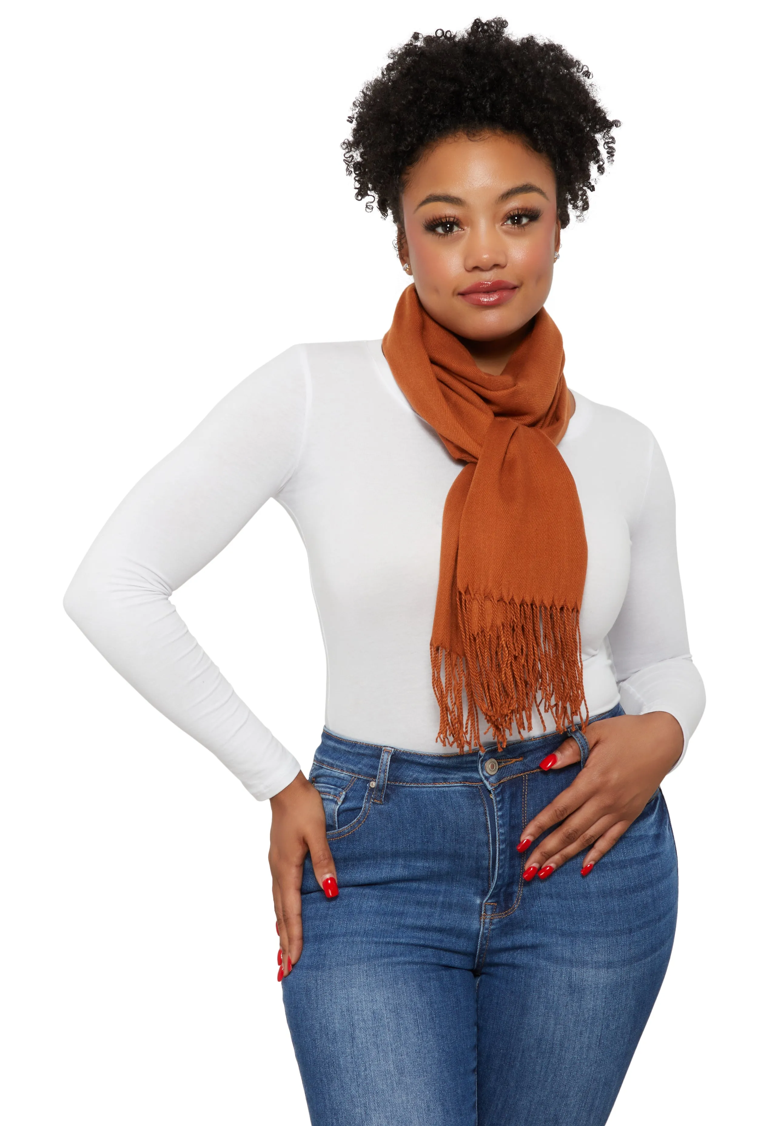 Fringe Detail Pashmina Scarf sold by Rainbow