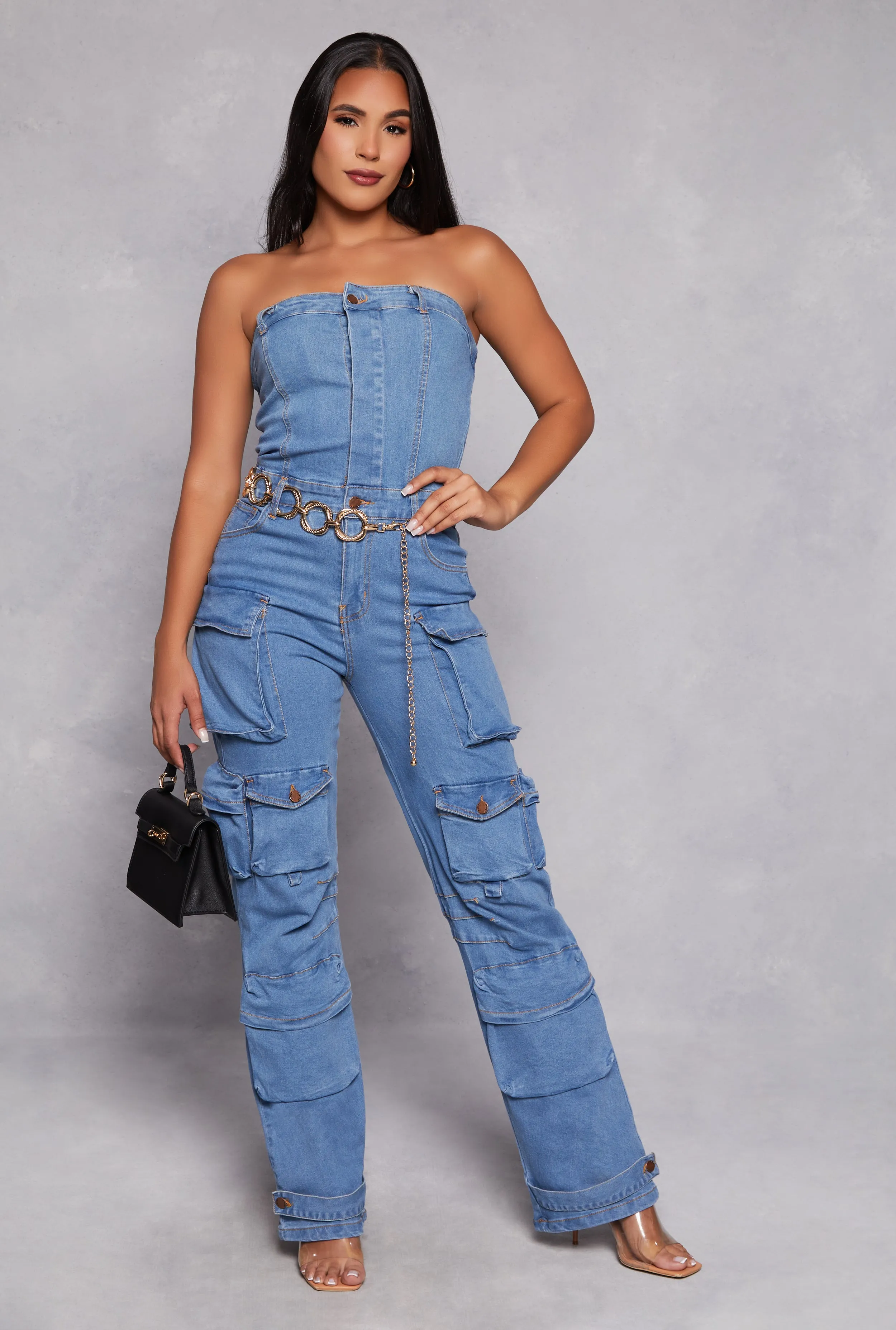 Daisy Denim Strapless Utility Jumpsuit sold by Rainbow product image thumbnail 2