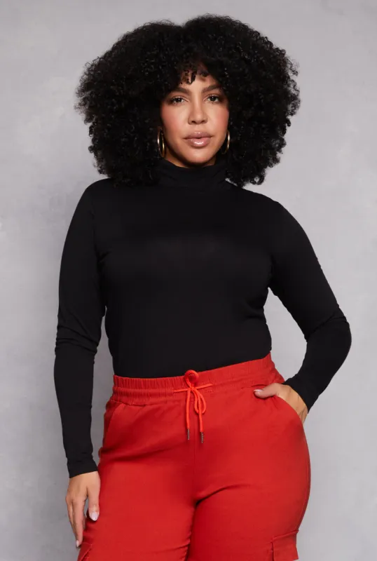 Plus Size Ruched Mock Neck T Shirt sold by Rainbow