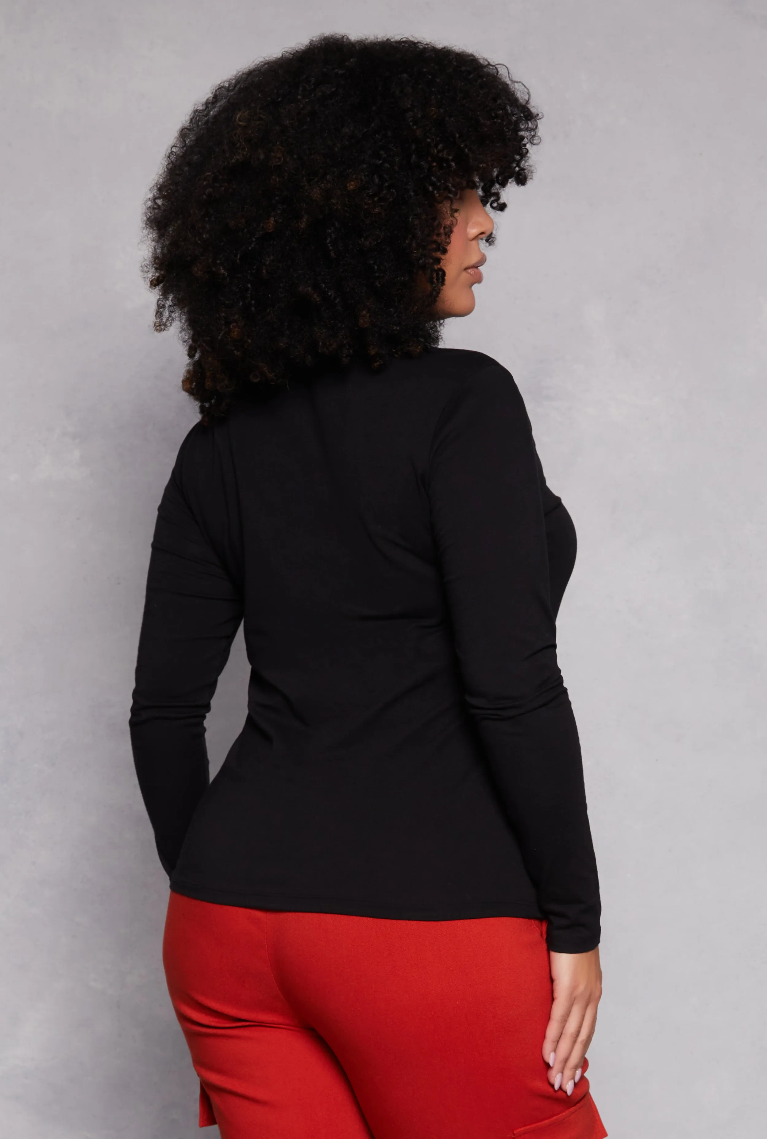 Plus Size Ruched Mock Neck T Shirt sold by Rainbow product image thumbnail 3