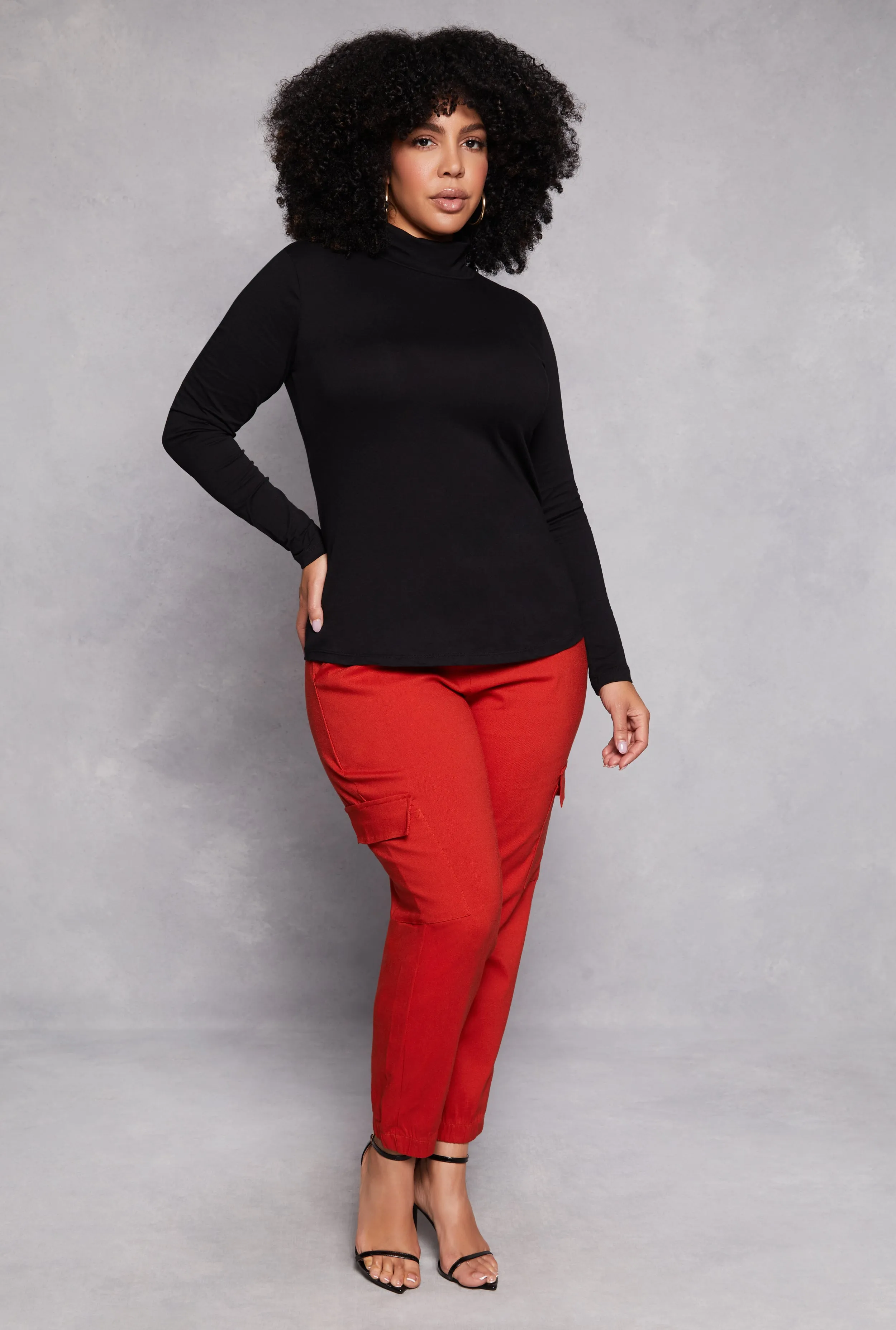 Plus Size Ruched Mock Neck T Shirt sold by Rainbow product image thumbnail 2