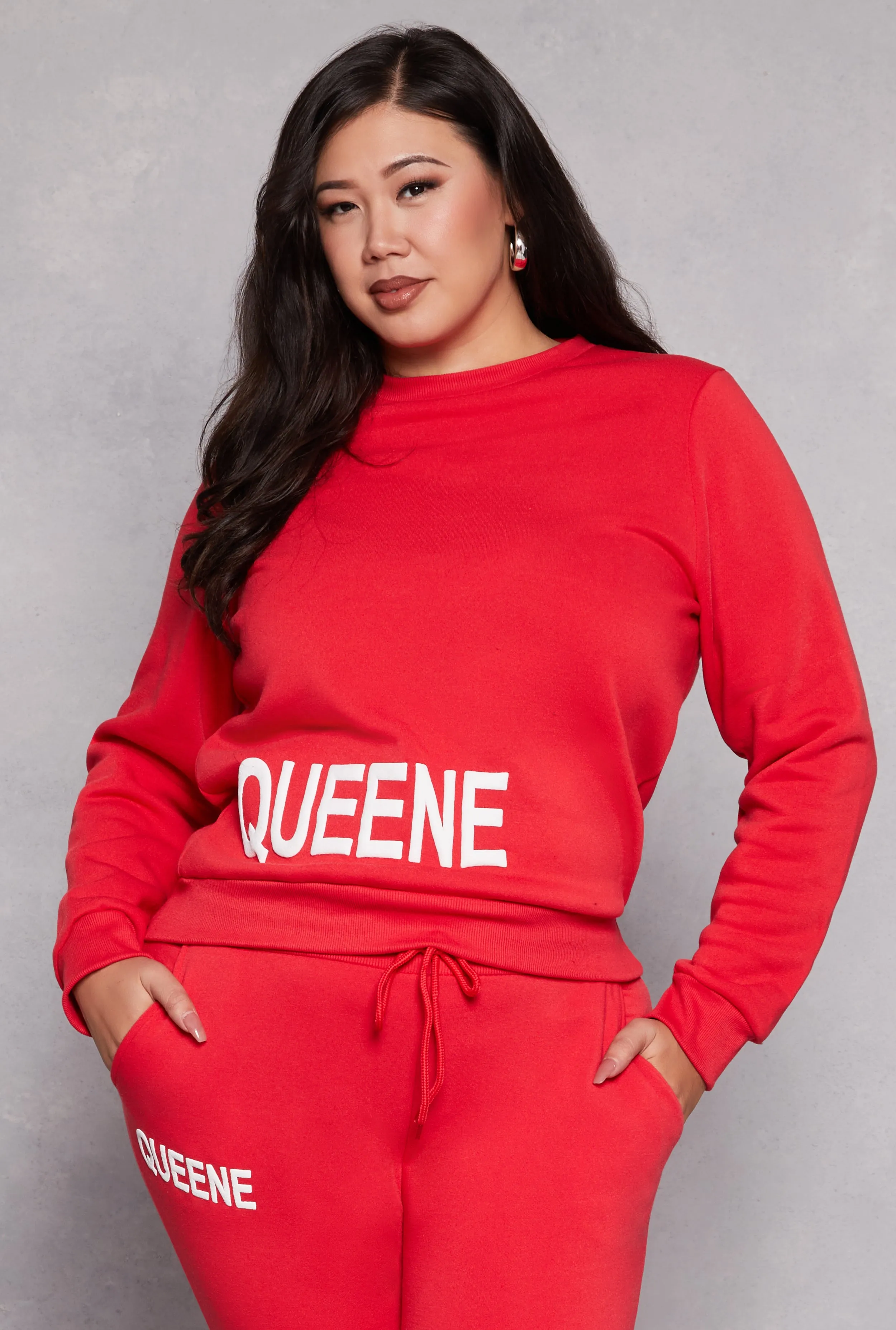 Plus Size Queene Puff Print Fleece Lined Sweatshirt sold by Rainbow