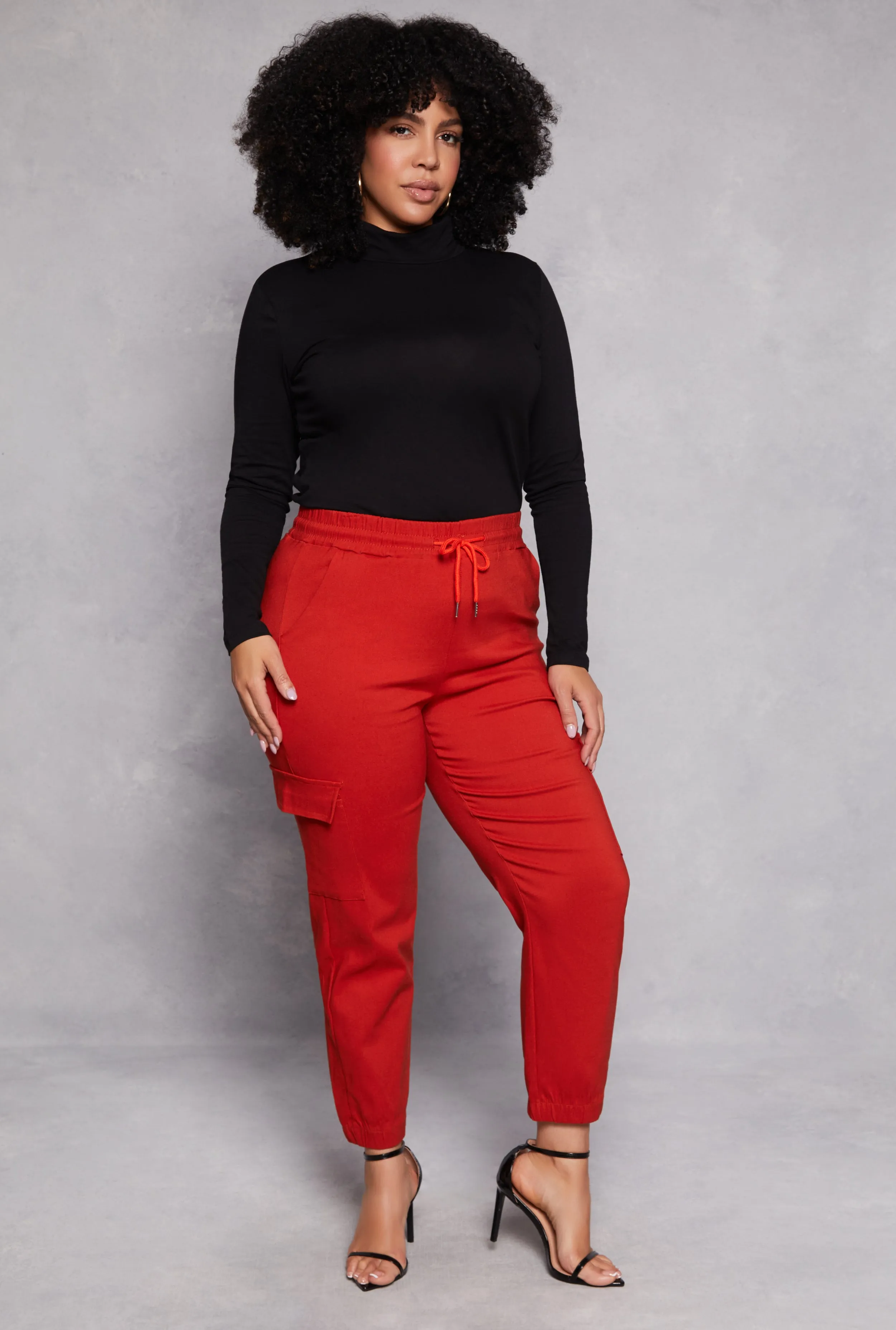 Plus Size Hyper Stretch High Waisted Cargo Joggers sold by Rainbow