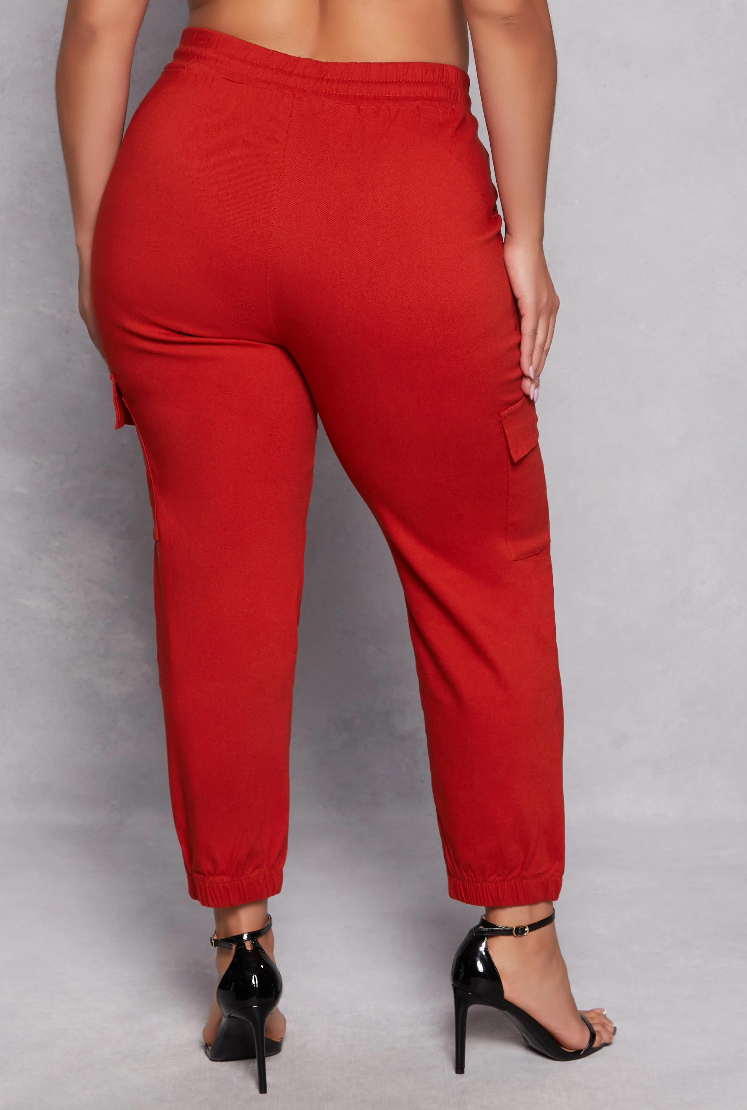 Plus Size Hyper Stretch High Waisted Cargo Joggers sold by Rainbow product image thumbnail 3