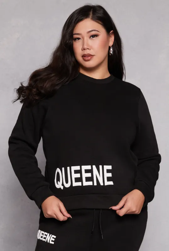Plus Size Queene Puff Print Fleece Lined Sweatshirt sold by Rainbow
