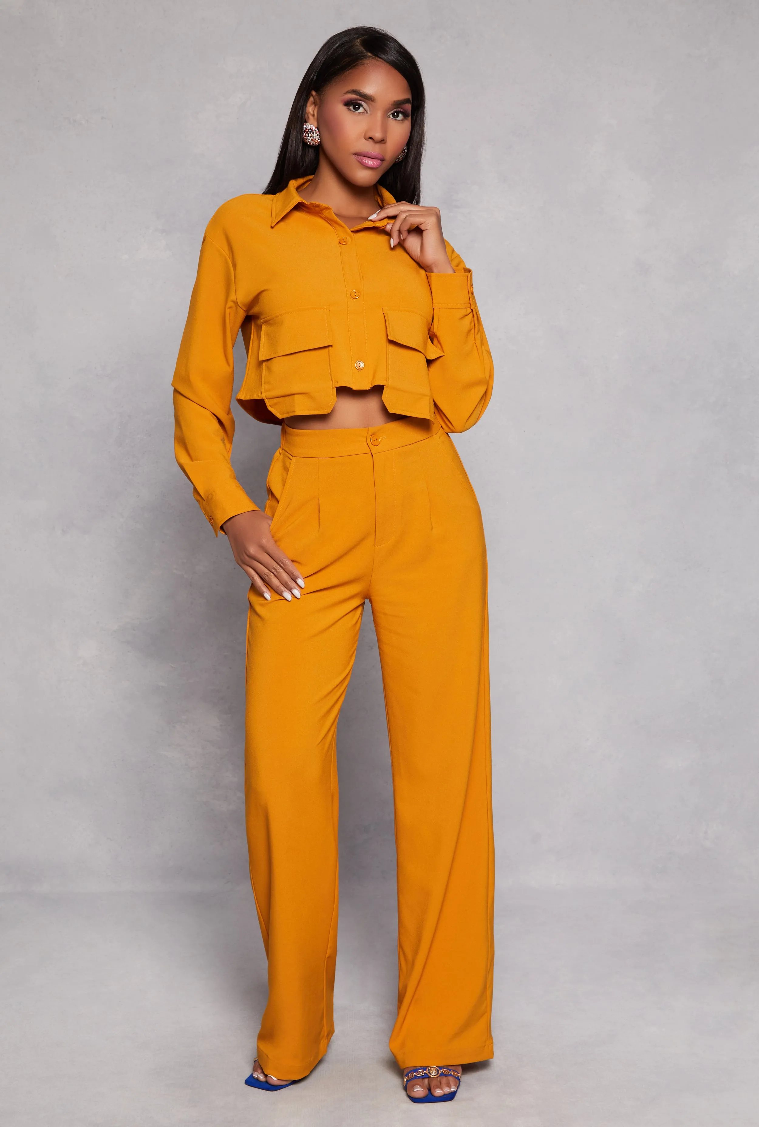 Crepe Knit Cargo Pocket Crop Top sold by Rainbow product image thumbnail 2