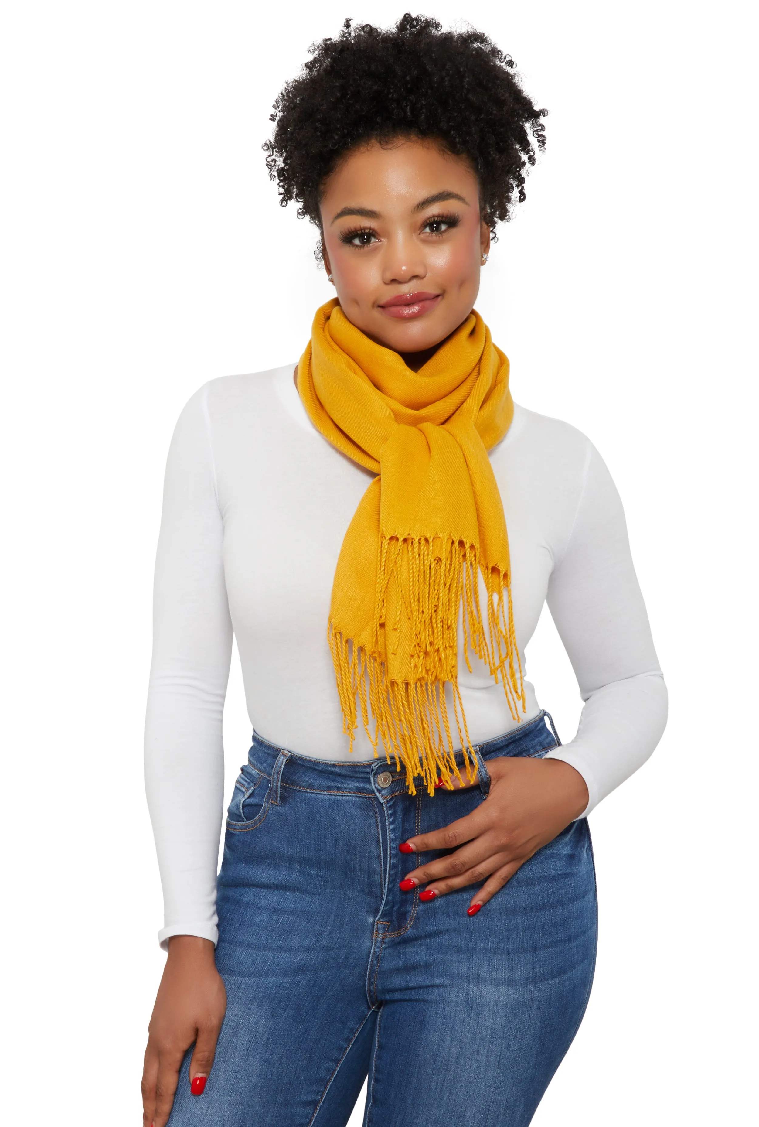 Fringe Detail Pashmina Scarf sold by Rainbow