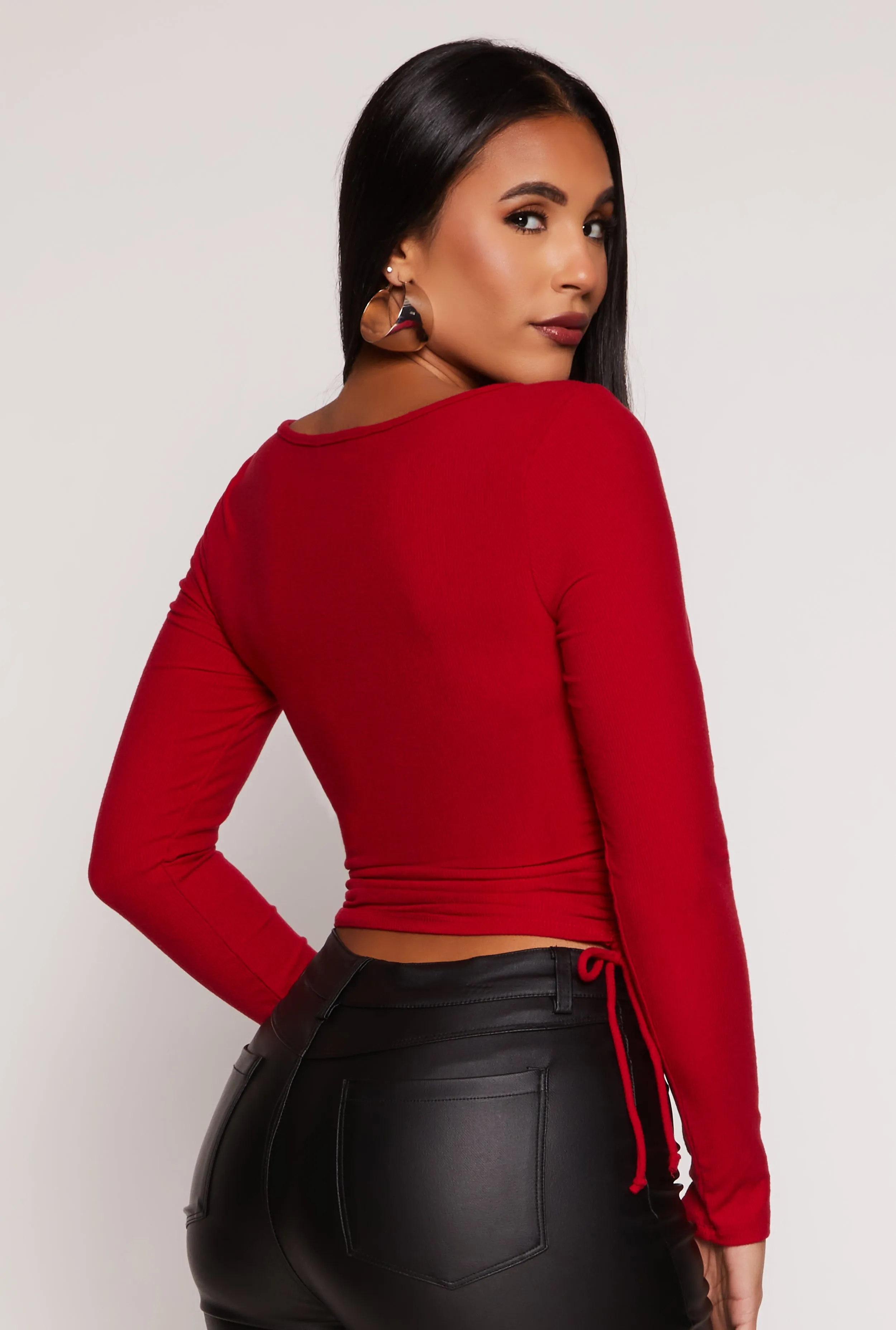 Side Tie Ruched Long Sleeve Top sold by Rainbow product image thumbnail 3